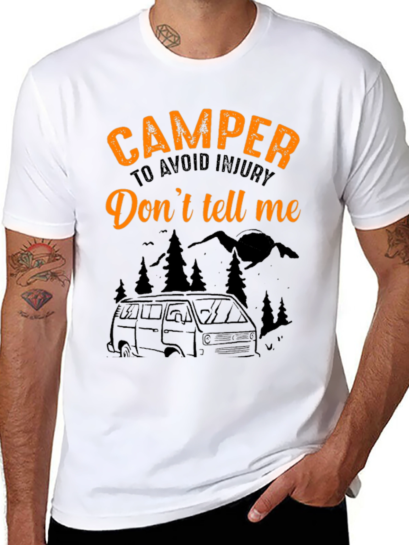 Black Camper Tee: "Don't Tell Me!" Black T-Shirt view 8