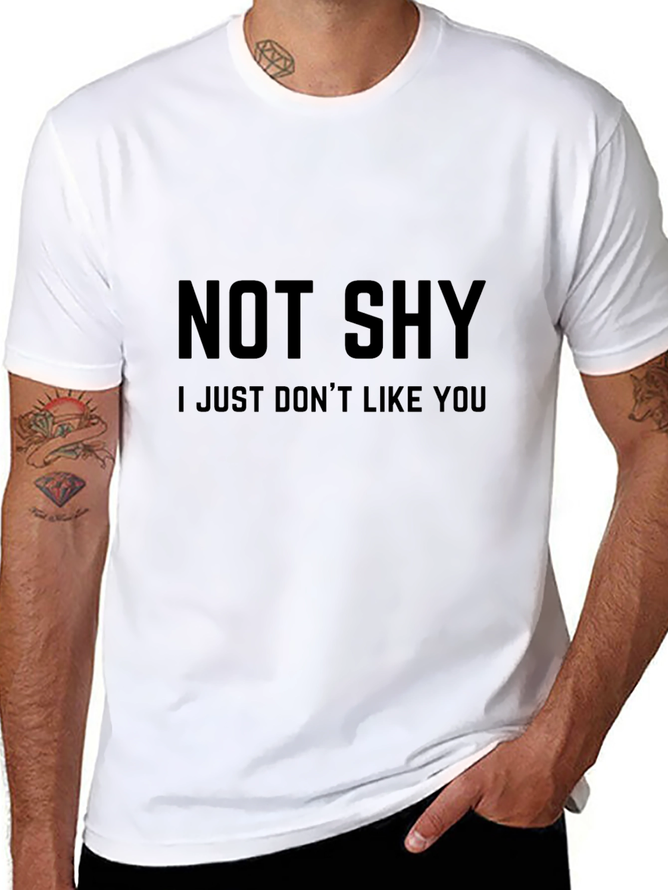 Black Not Shy Funny Sarcastic T-Shirt view 8