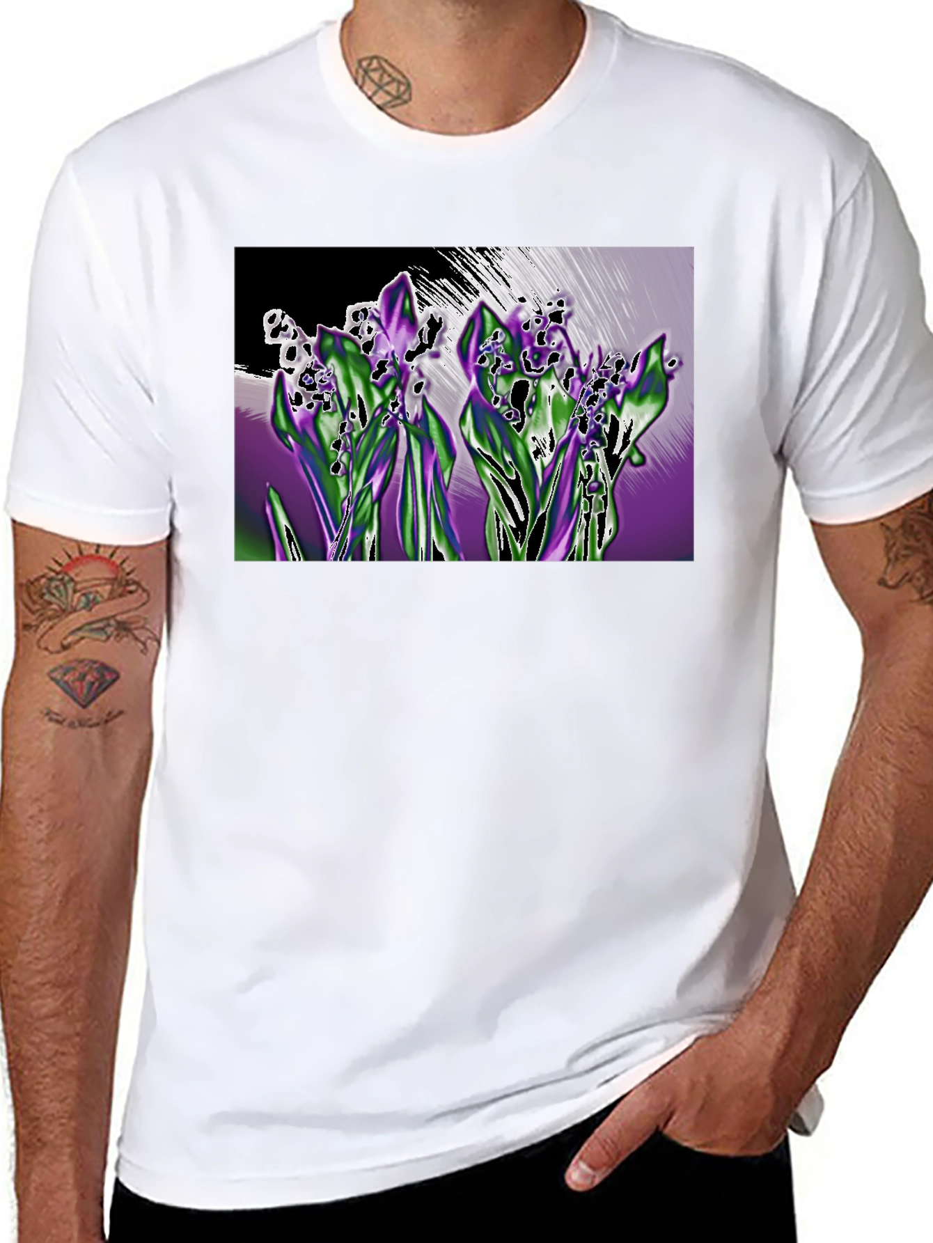 Black Lily of the Valley Graphic T-Shirt - Black view 8
