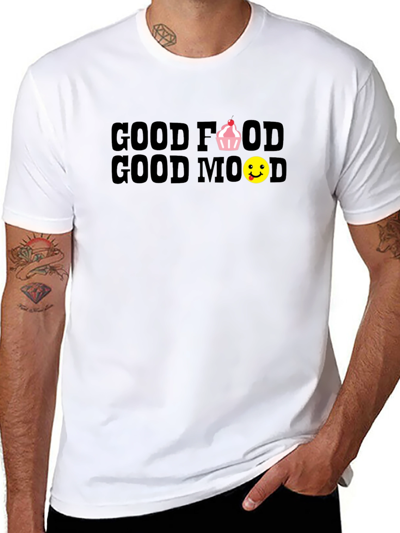 Black Good Food Good Mood Black T-Shirt view 8