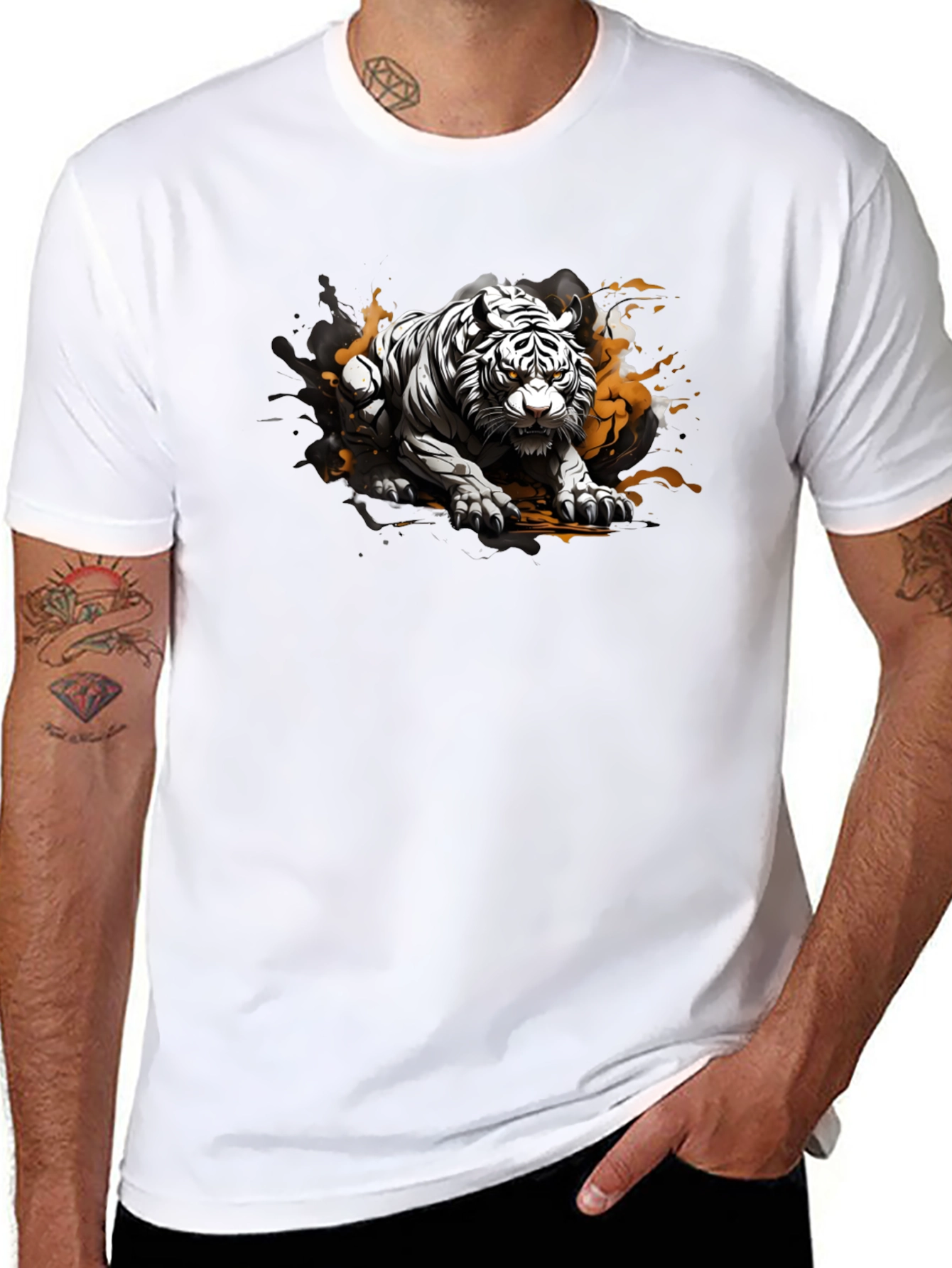 Black Tiger Graphic Black T-Shirt view 8