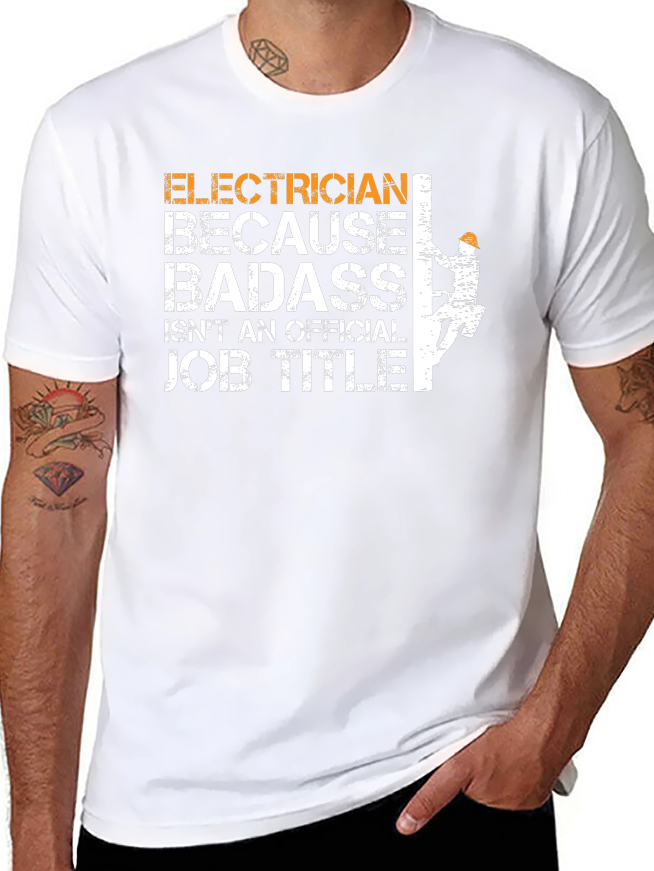 Black Electrician Badass Job Title T-Shirt view 8