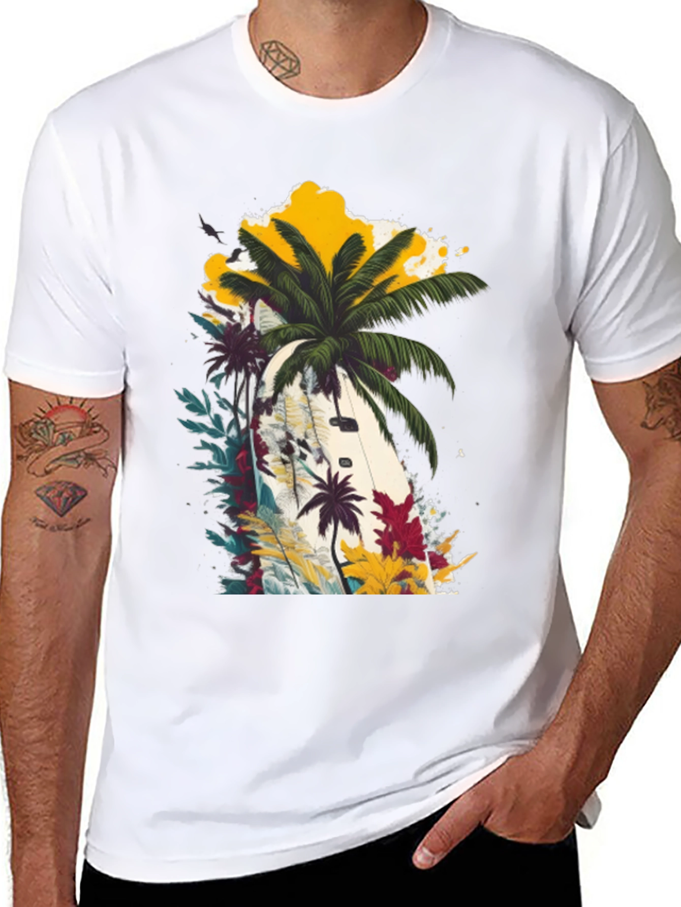 Black Tropical Palm Tree Graphic Tee - Beach Ready view 8