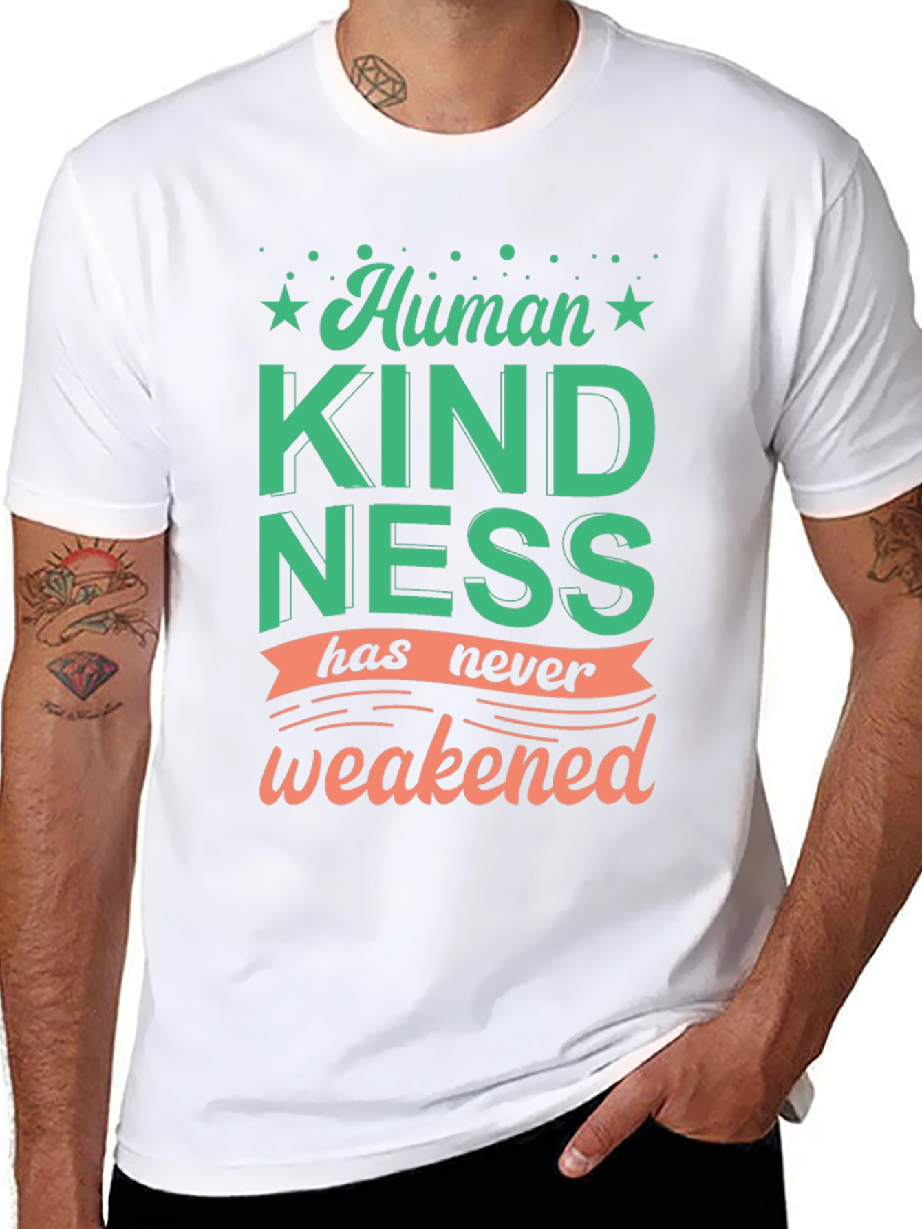 Black Human Kindness Graphic Tee - Positive Message Shirt view 8