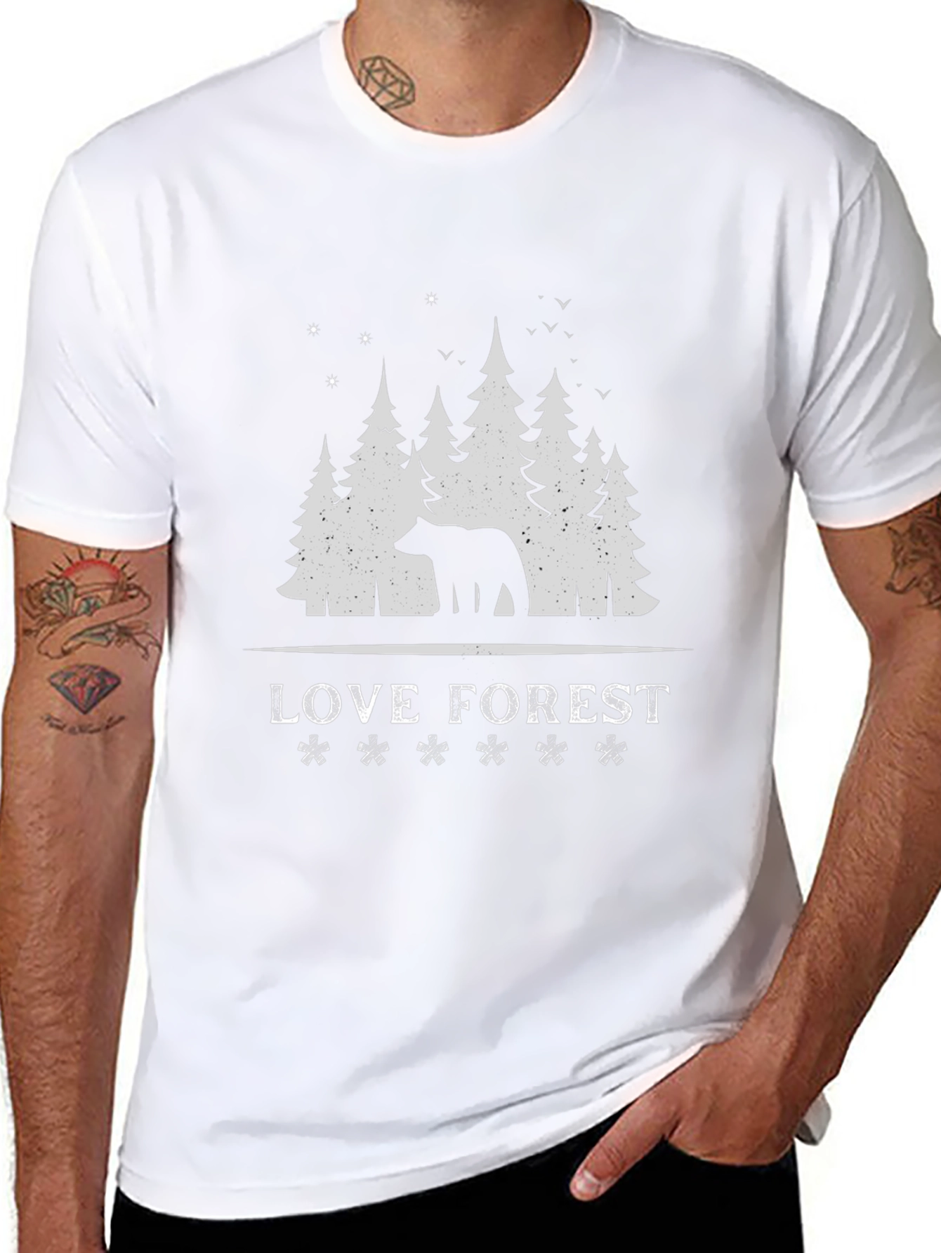Black Love Forest Bear Graphic Tee view 8
