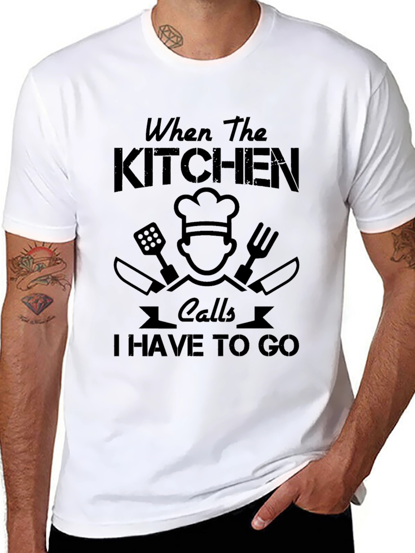 Black Chef's Call T-Shirt - Kitchen Humor Tee view 8
