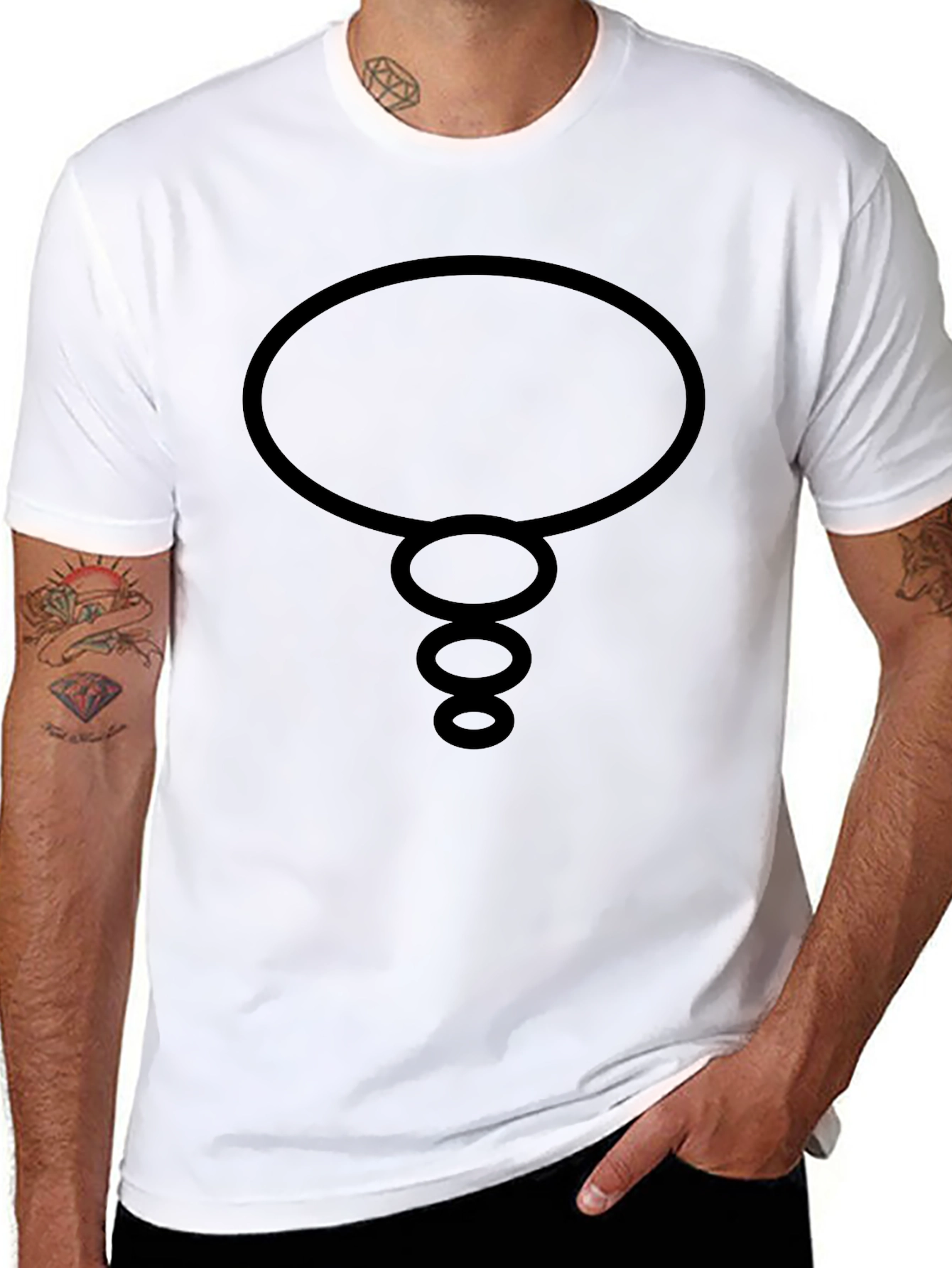 Black Men's Black T-Shirt with Comic Bubble Design view 8