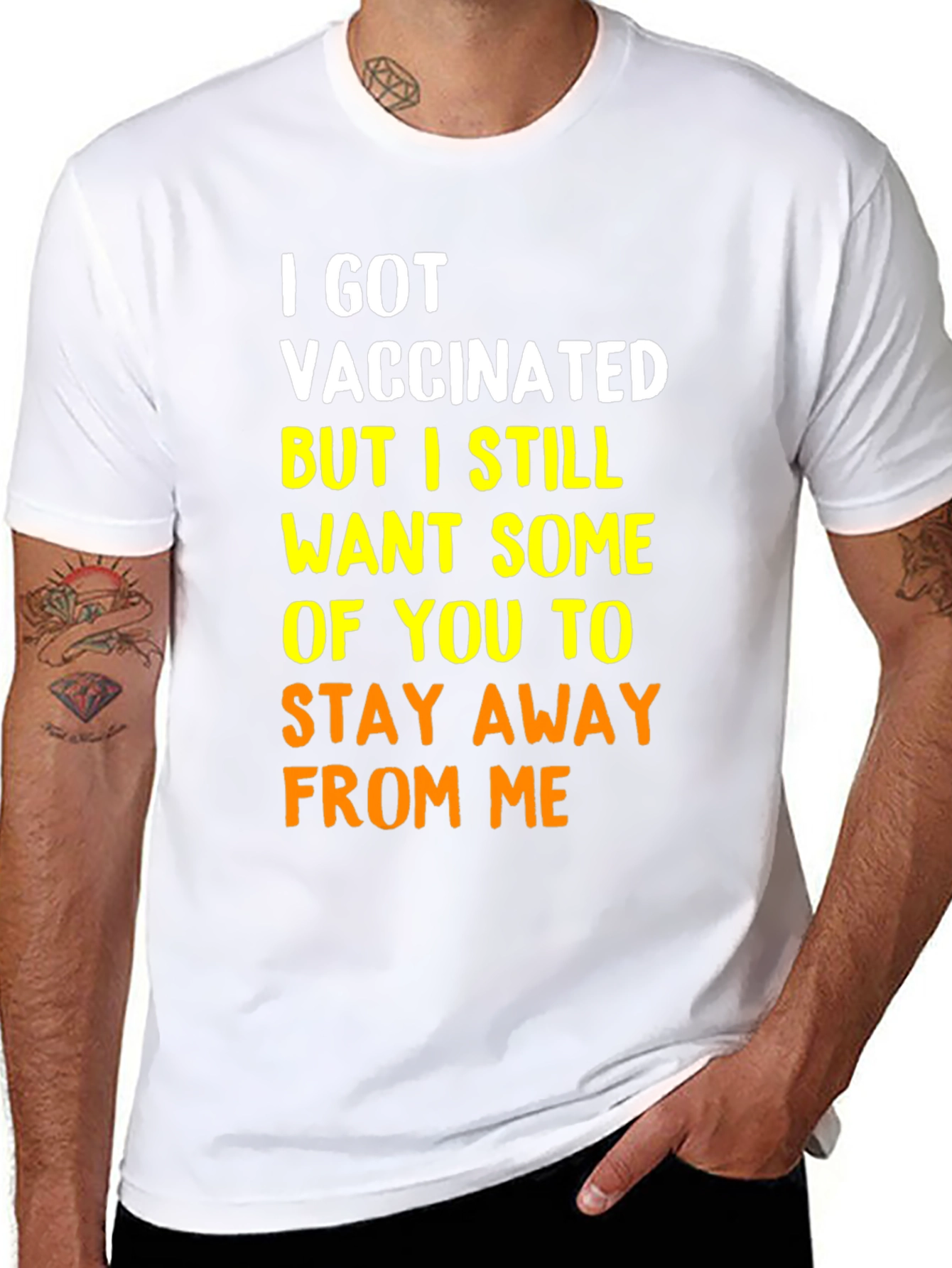 Black Vaccinated Graphic Tee - Stay Away From Me Shirt view 8
