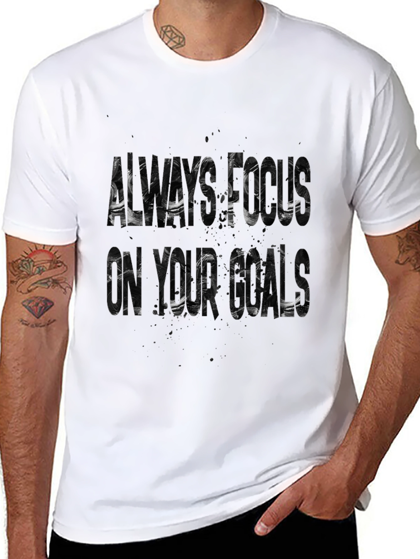 Black Always Focus On Your Goals Graphic Tee view 8
