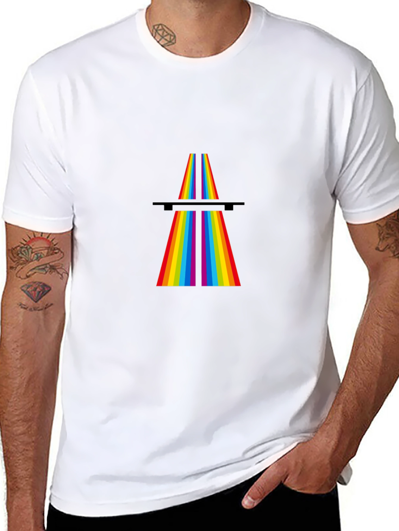 Black Dark Side of the Rainbow T-Shirt - Classic Design view 8