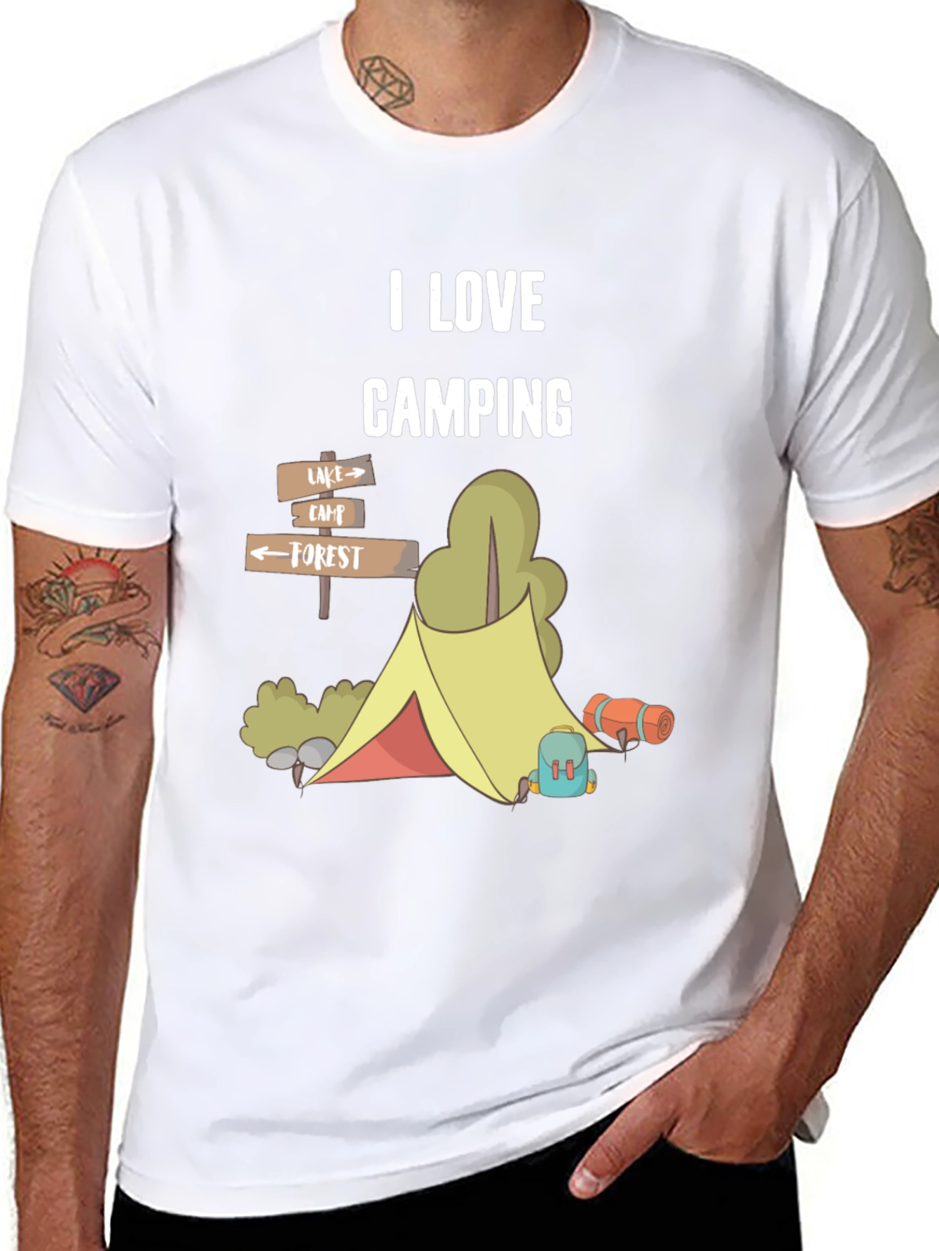 Black I Love Camping Graphic T-Shirt view 8