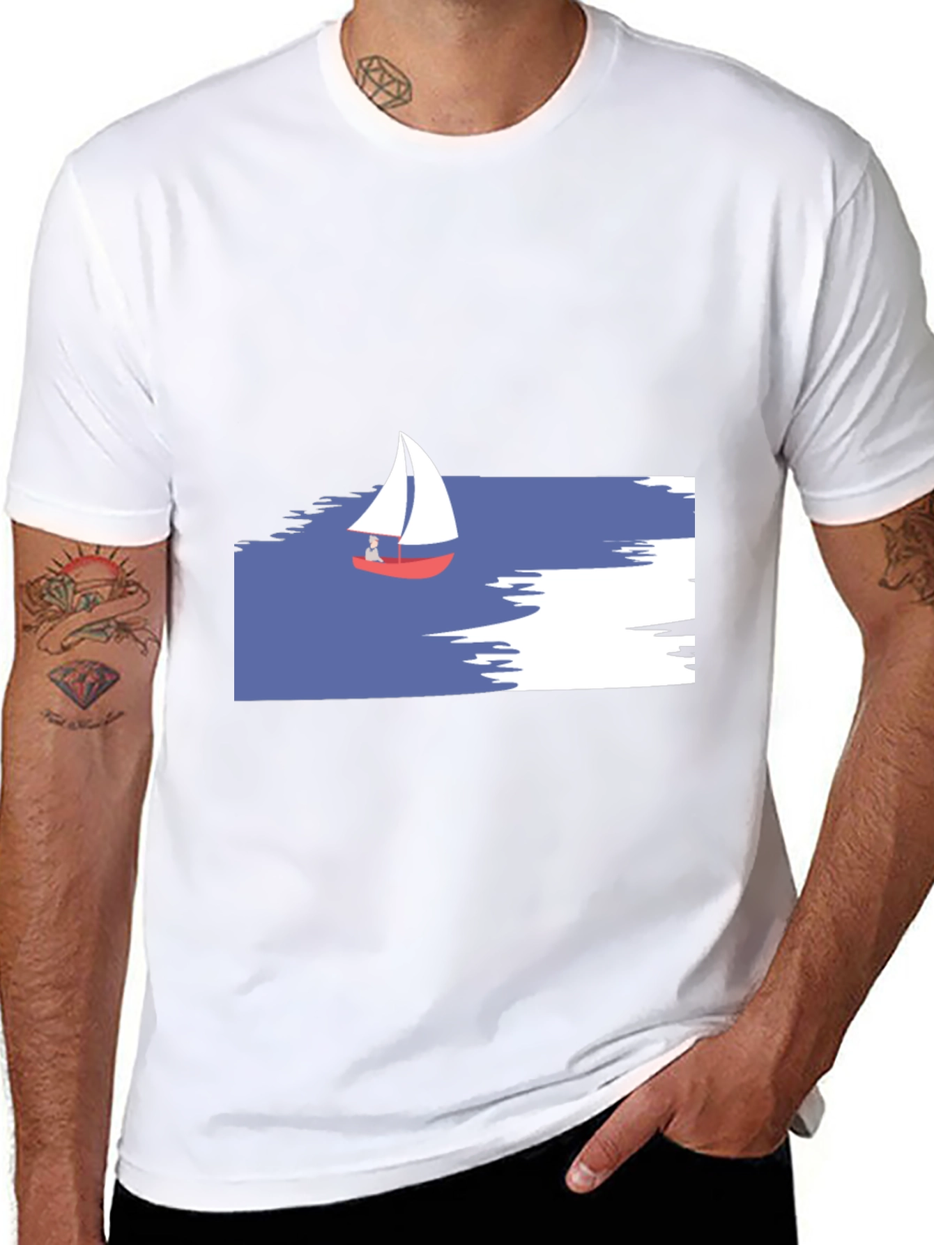 Black Sailboat Graphic T-Shirt - Black view 8