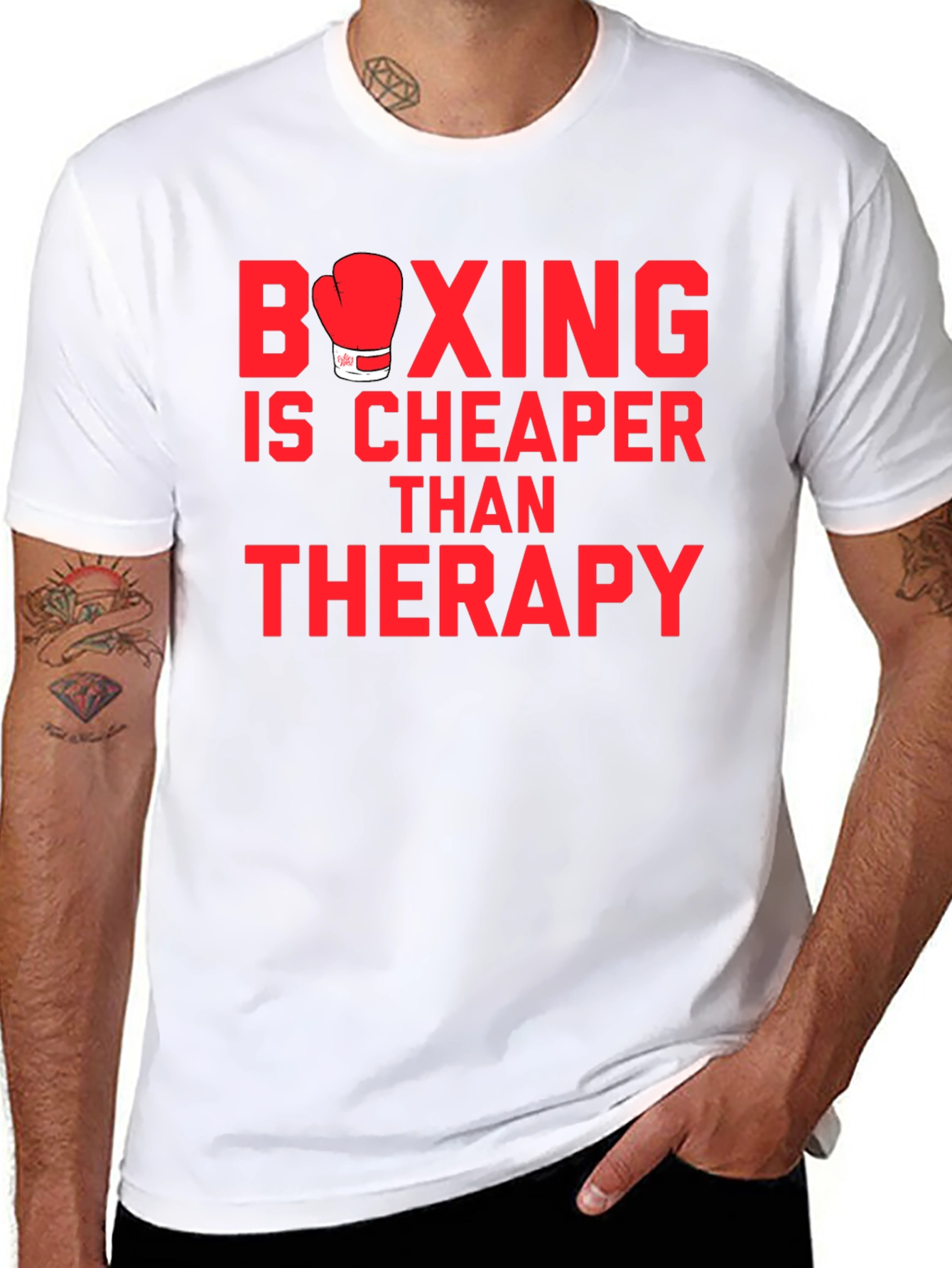 Black Boxing is Cheaper Than Therapy Graphic T-Shirt view 8