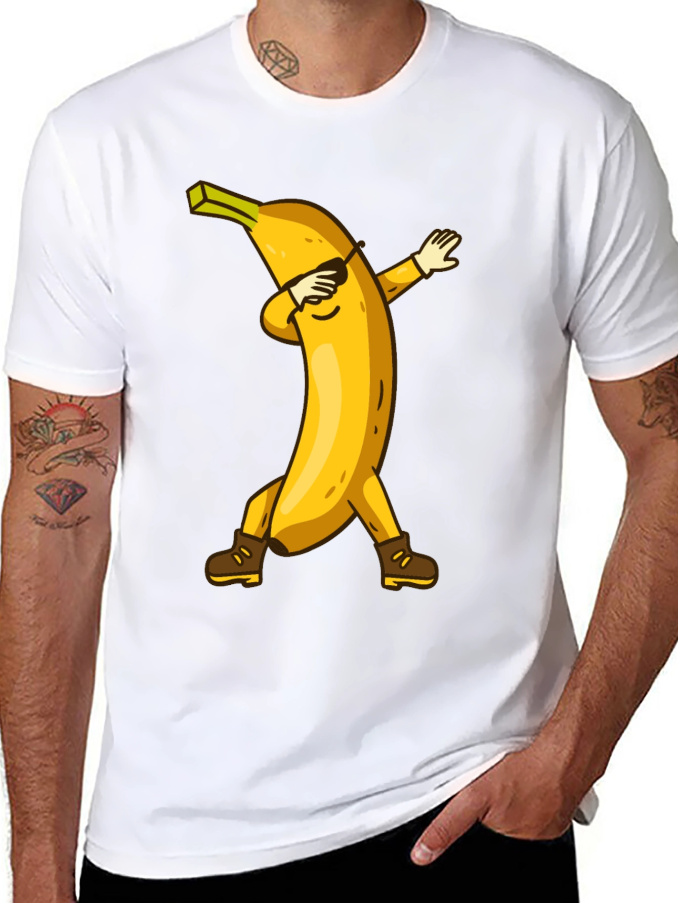 Black Dabbing Banana Graphic Tee - Fun Trendy Shirt view 8
