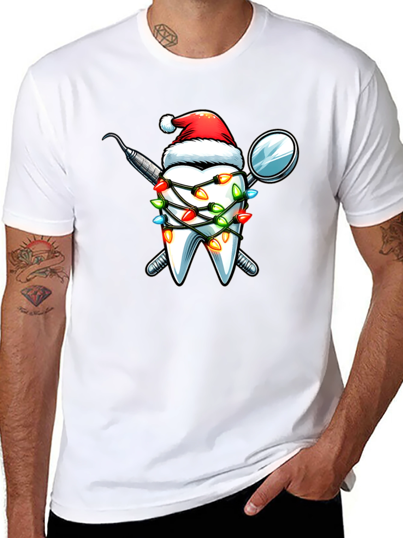 Black Festive Dental Christmas T-Shirt view 8