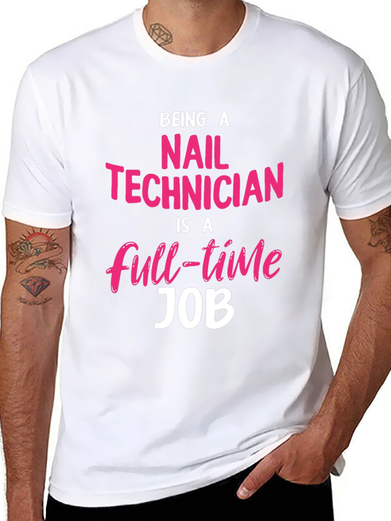 Black Nail Technician Full-Time Job Graphic Tee view 8