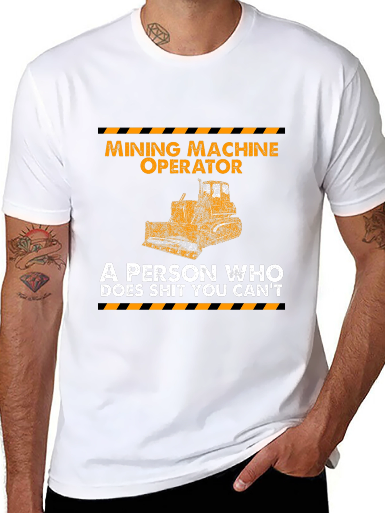 Black Mining Machine Operator Graphic Tee view 8