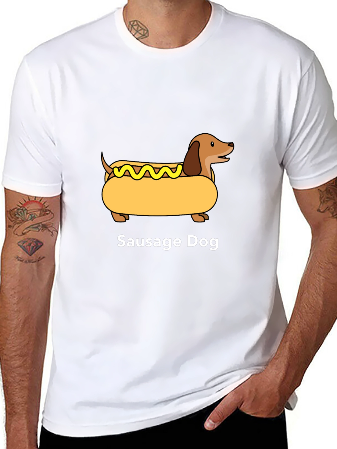 Black Sausage Dog Graphic T-Shirt - Unisex Cotton Tee view 8