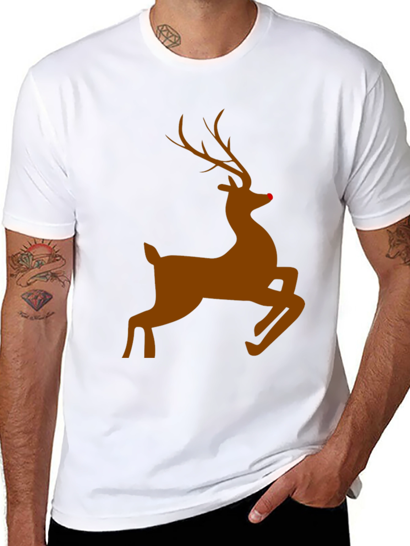 Black Rudolph Red-Nosed Reindeer Christmas T-Shirt view 8