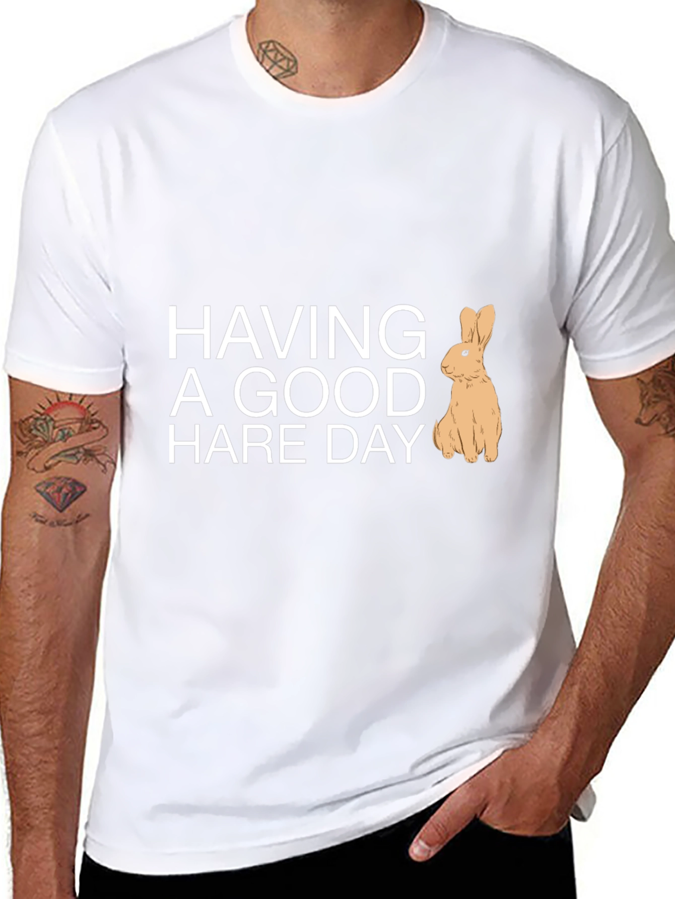 Black Having a Good Hare Day Graphic Tee view 8
