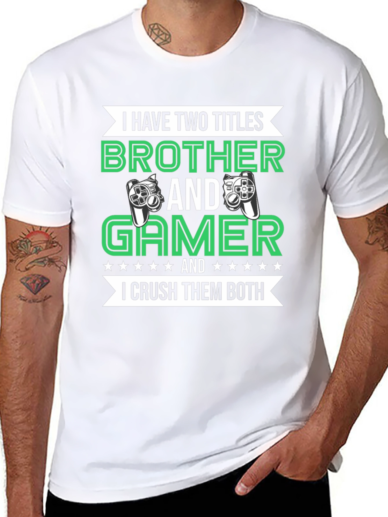 Black Brother and Gamer T-Shirt: I Crush Them Both! view 8