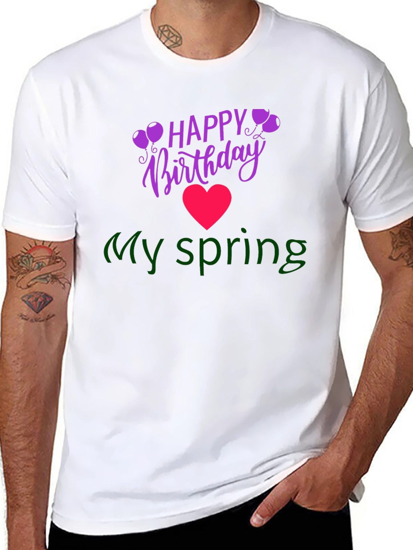 Black Happy Birthday My Spring Graphic T-Shirt view 8