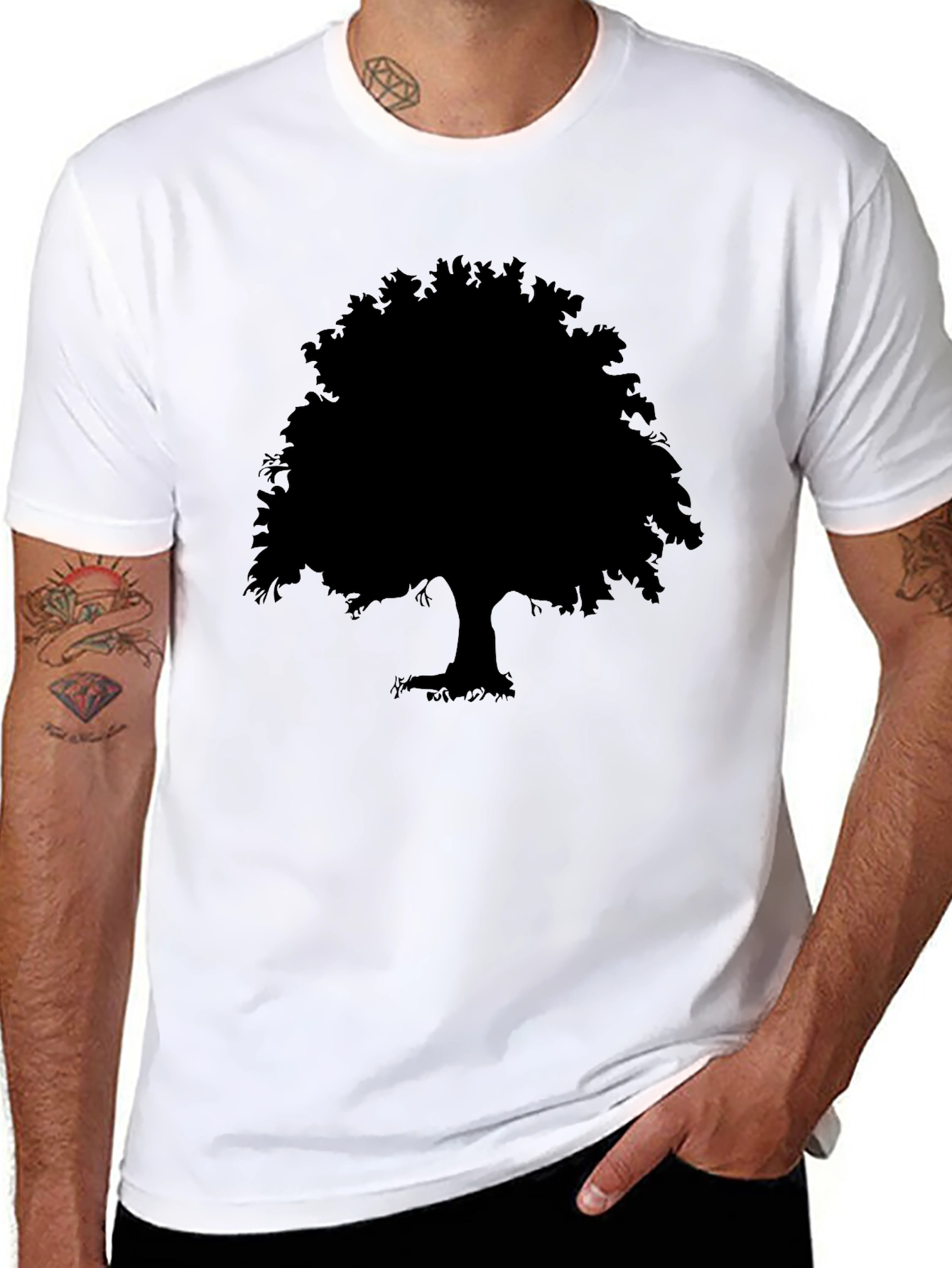 Black Silhouette Tree Graphic Tee - Mens Short Sleeve Crew Neck view 8