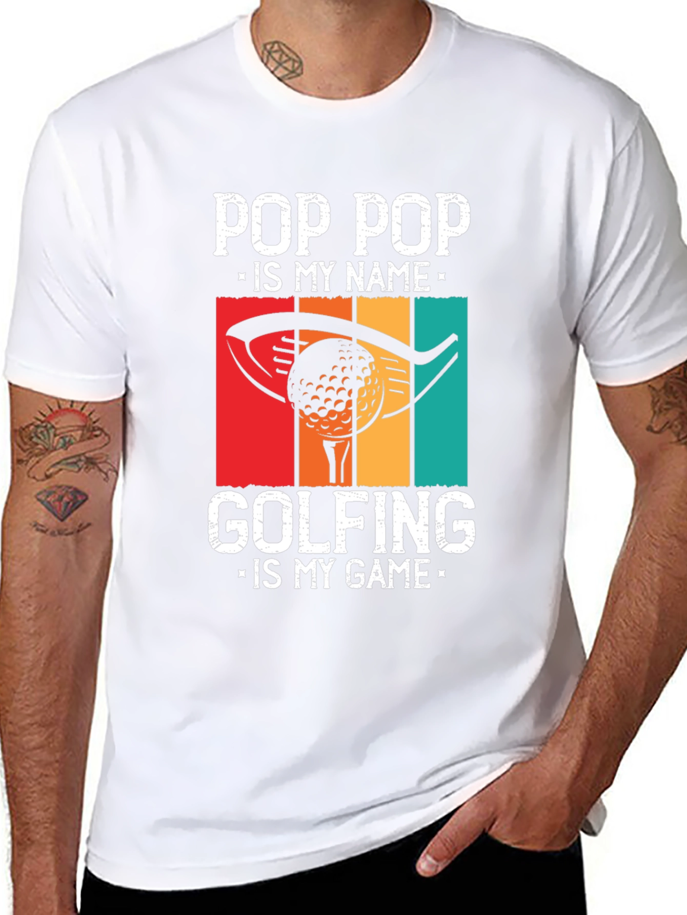 Black Pop Pop Golfing T-Shirt - Funny Grandpa Gift view 8