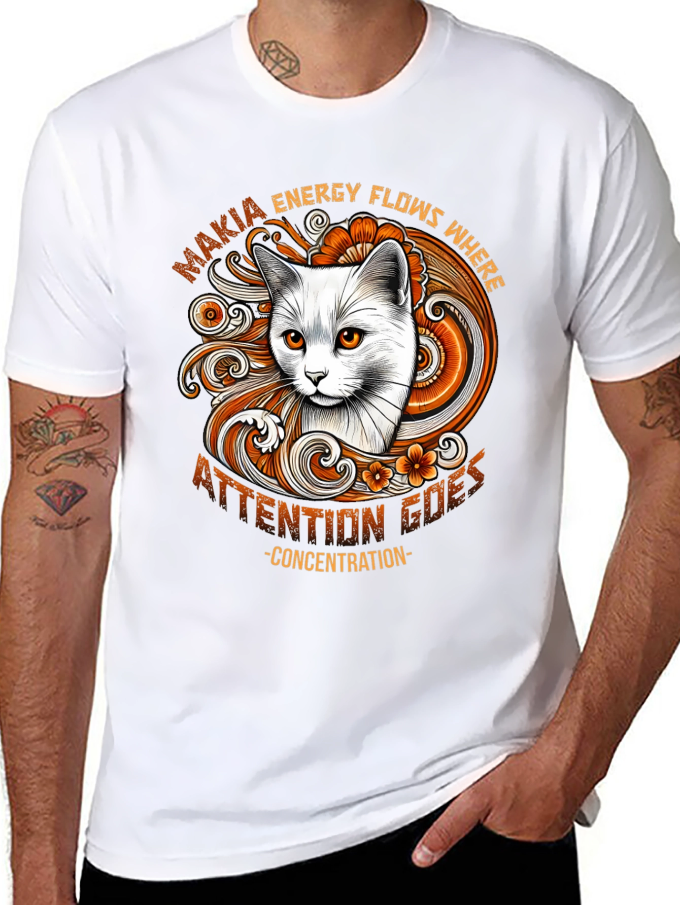 Black Cat Energy Flows T-Shirt view 8
