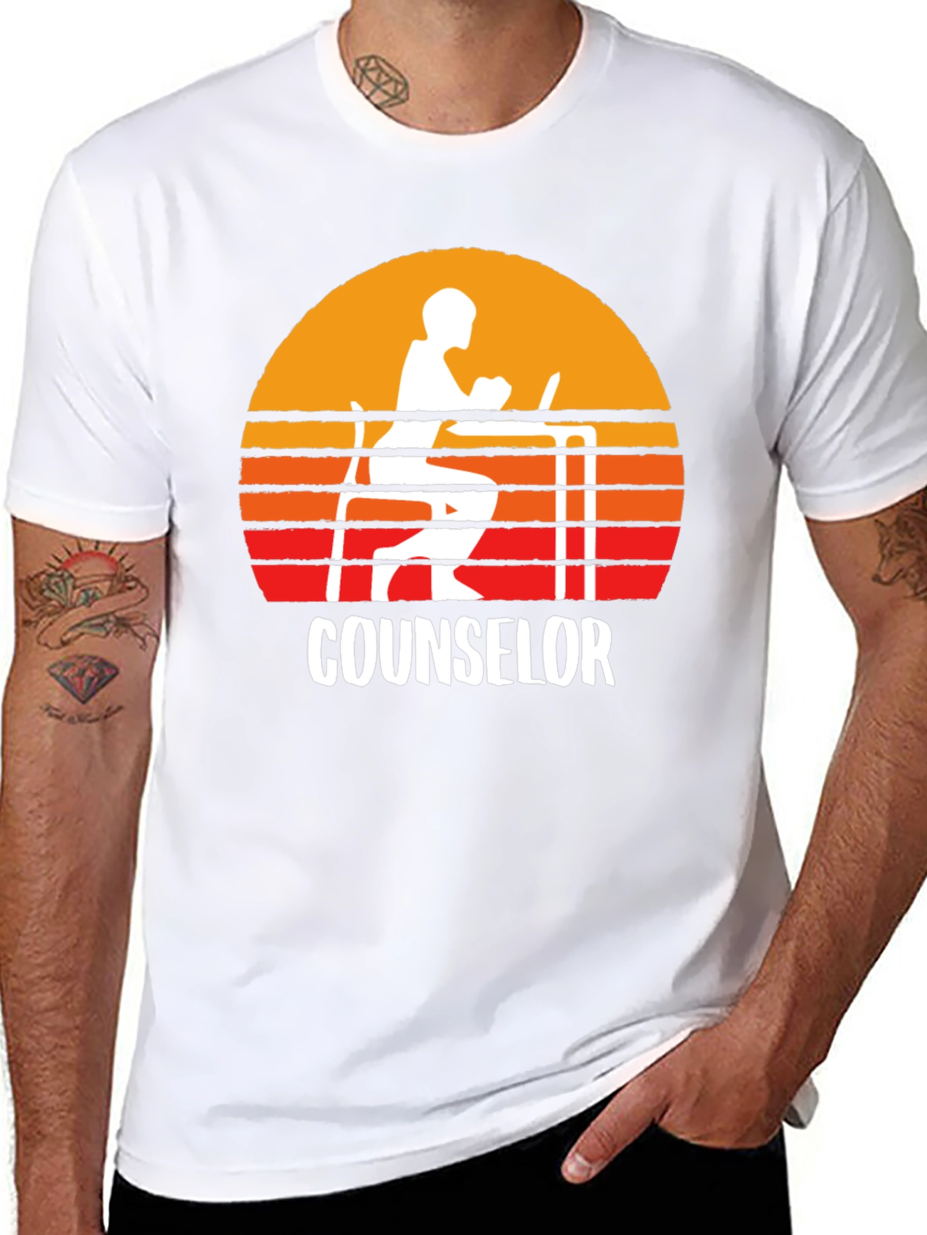 Black Counselor Sunset Graphic T-Shirt view 8