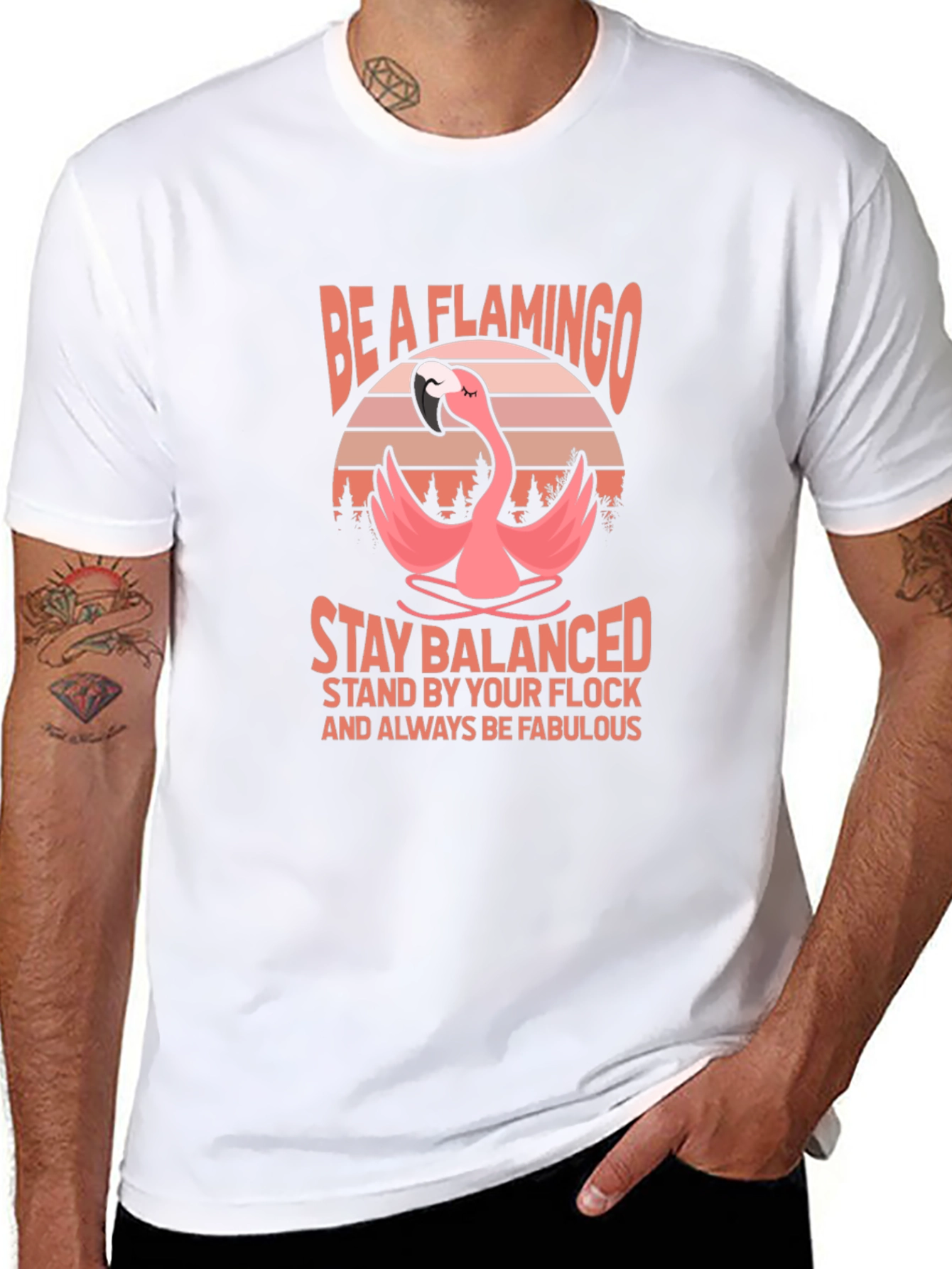 Black Be A Flamingo T-Shirt - Stay Balanced view 8