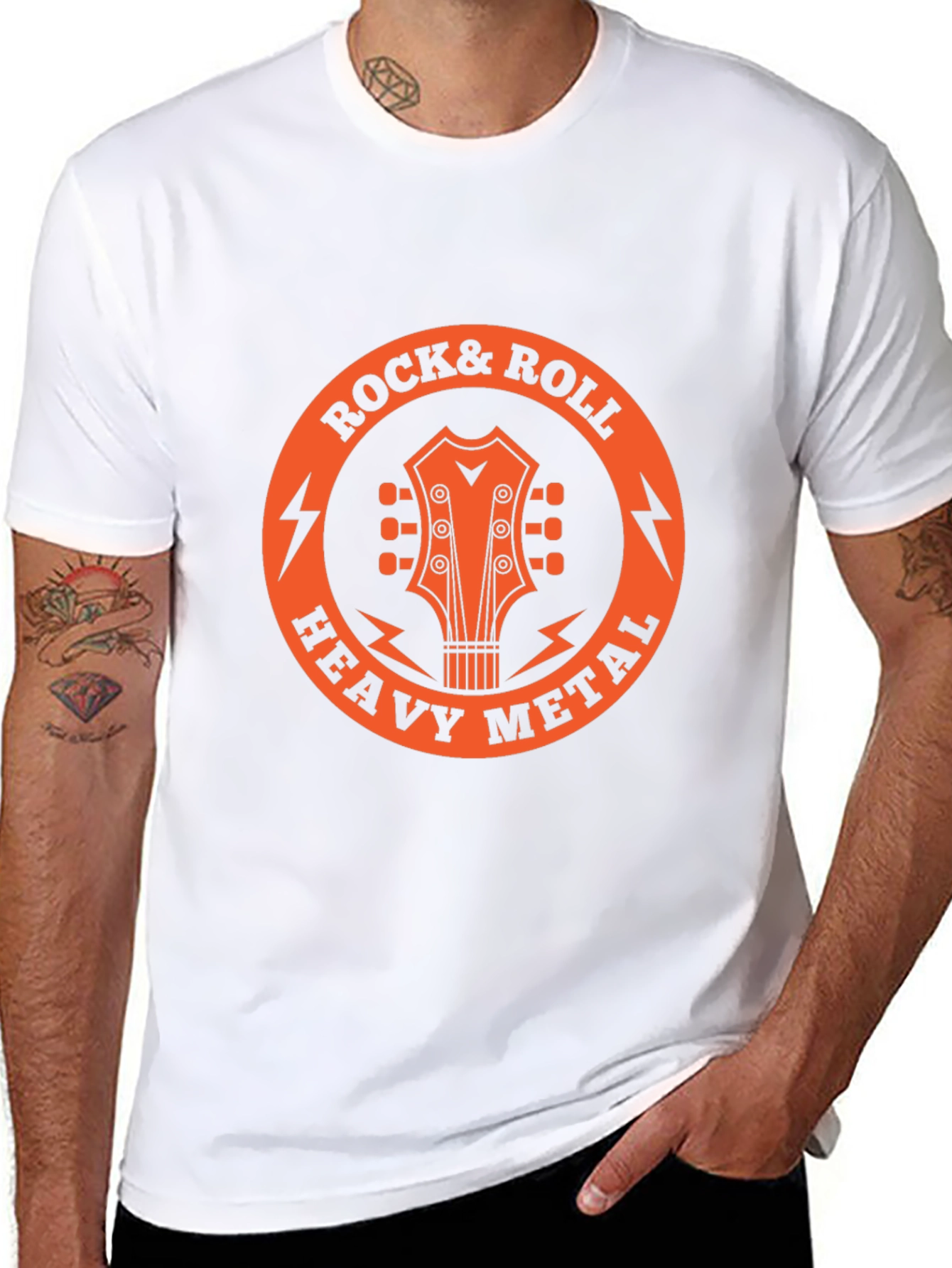 Black Rock & Roll Heavy Metal Guitar T-Shirt view 8