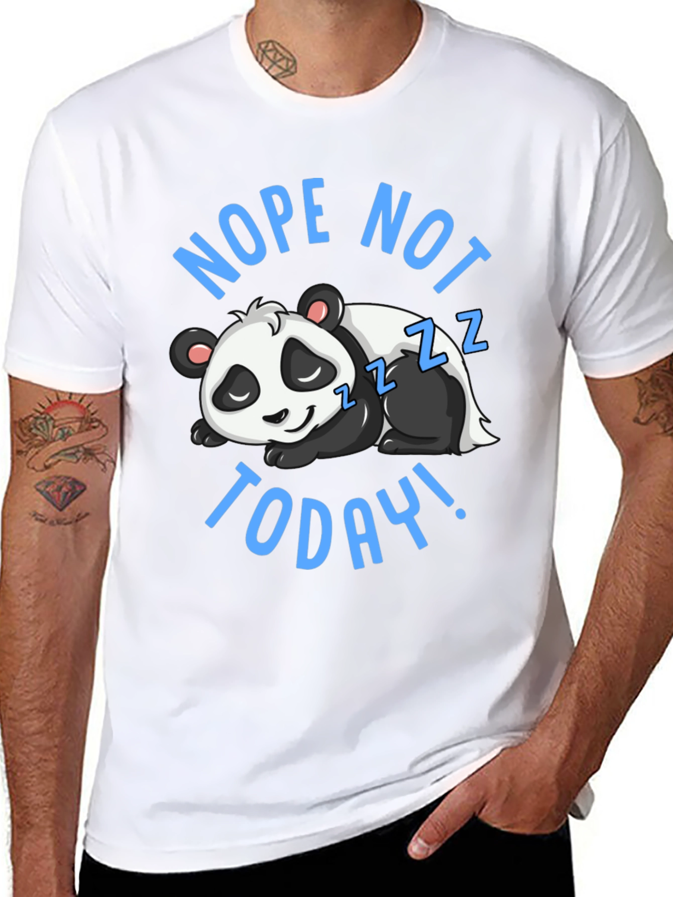 Black Nope Not Today Panda Graphic T-Shirt view 8