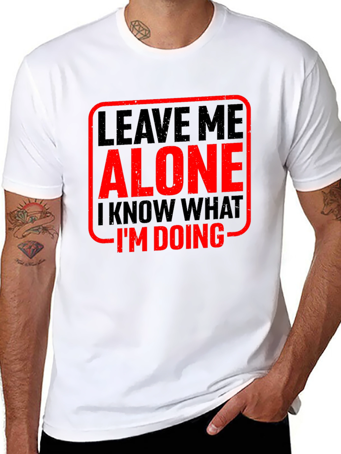 Black Leave Me Alone Graphic Tee - Mens Black Cotton T-Shirt view 8