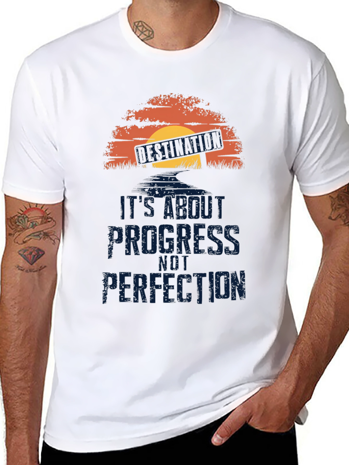 Black Progress Not Perfection T-Shirt - Motivational Graphic Tee view 8