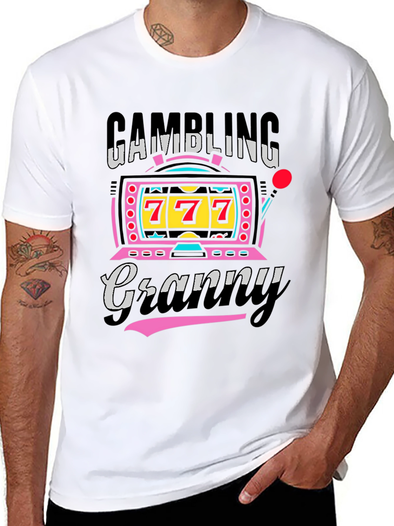 Black Gambling Granny Graphic Tee - Lucky 7s Casino Shirt view 8
