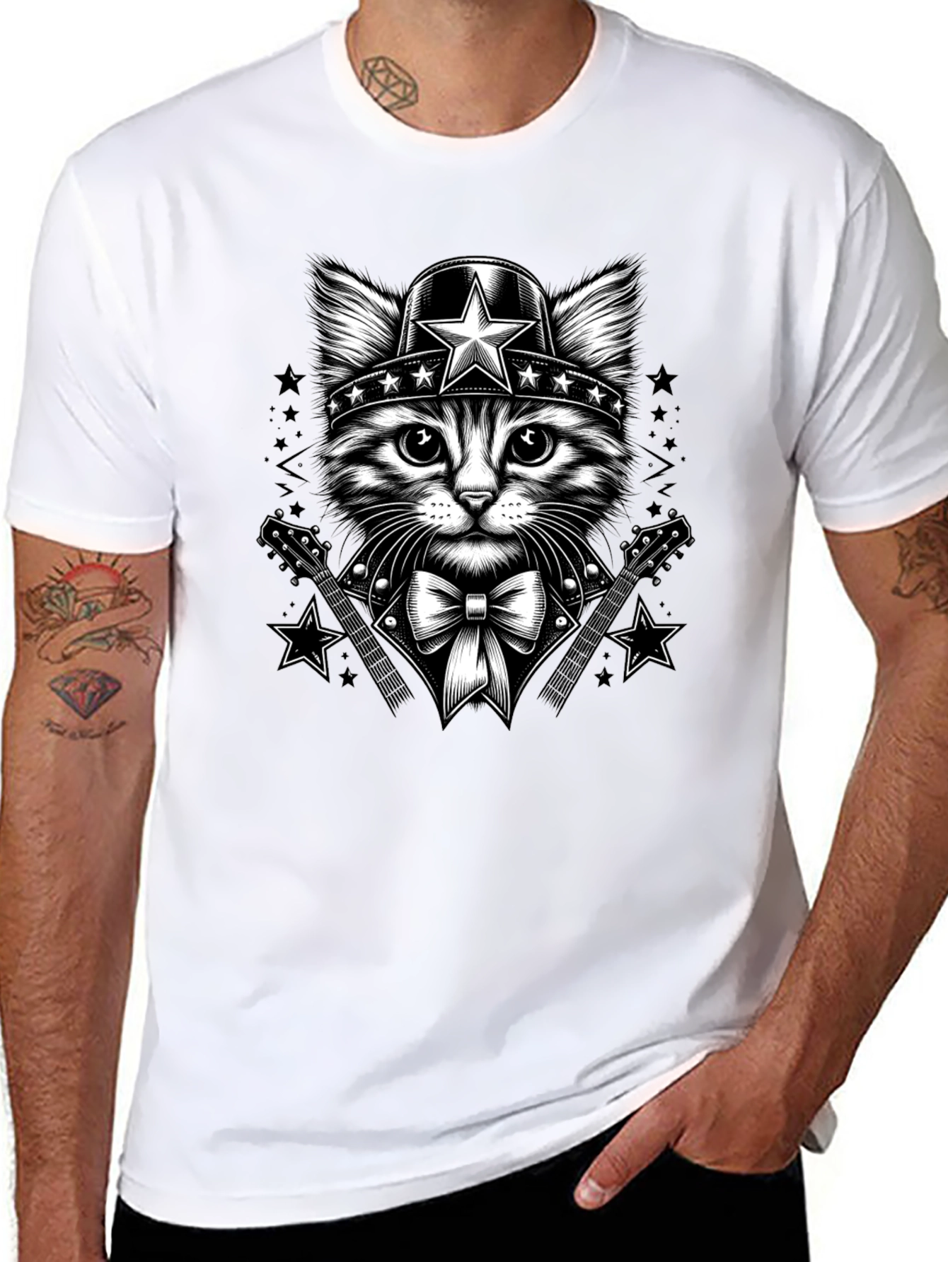 Black Cat Superhero T-Shirt - Black Graphic Tee view 8