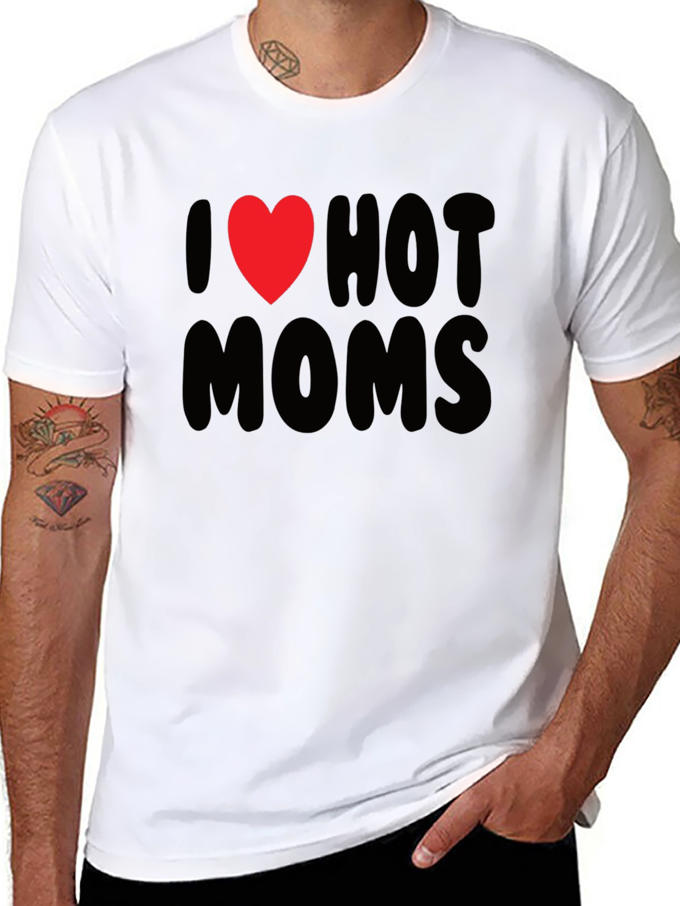 Black I Heart Hot Moms Graphic Tee - Black T-Shirt view 8