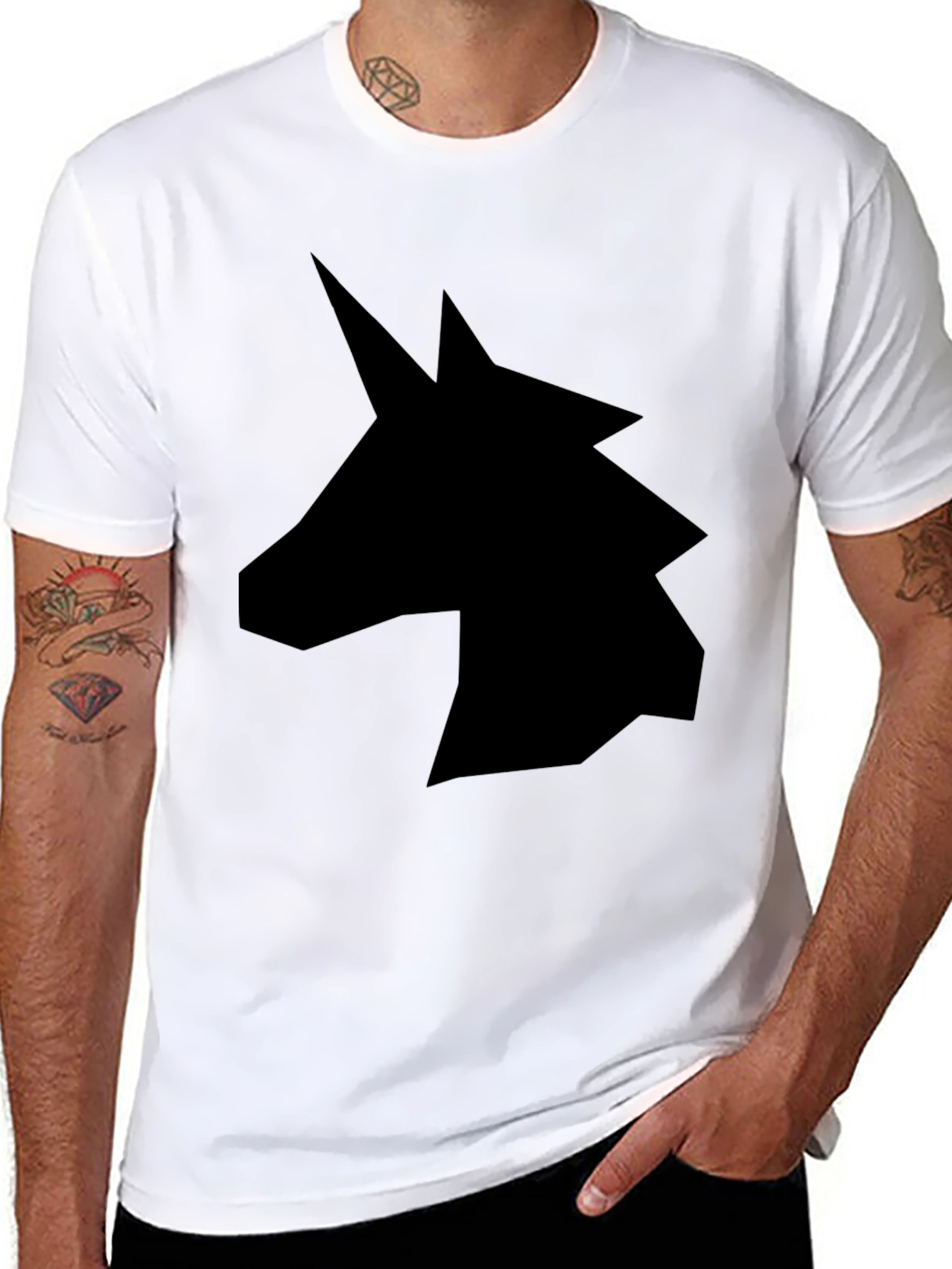 Black Unicorn Silhouette Graphic Tee - Black view 8