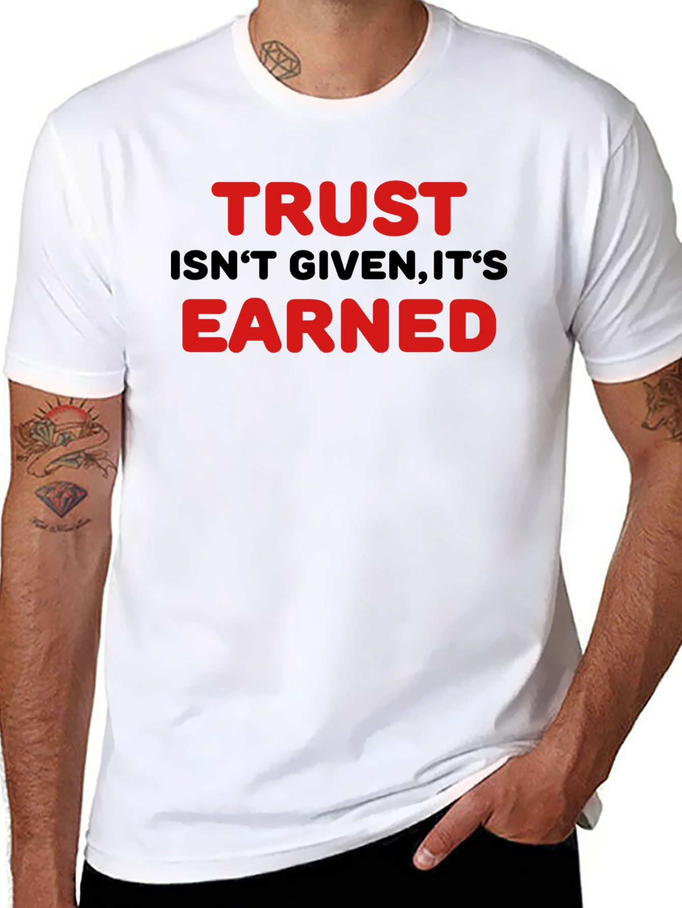 Black Trust Isn't Given Earned Graphic T-Shirt view 8