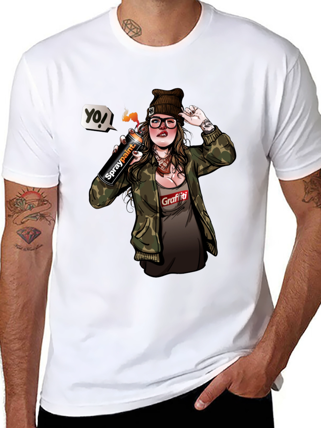 Black Graffiti Girl T-Shirt - Urban Street Style view 8