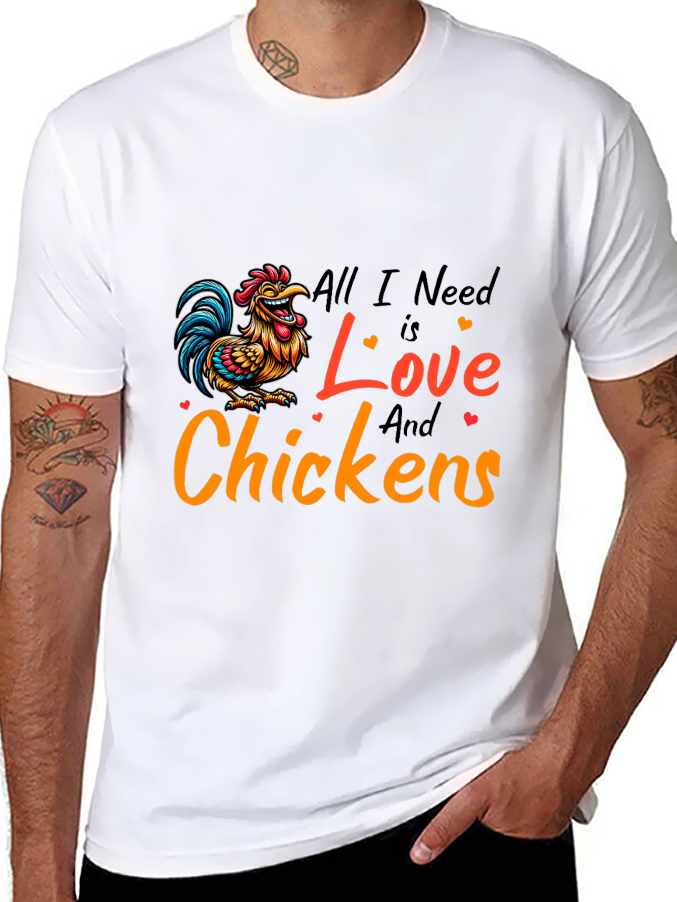 Black All I Need is Love and Chickens T-Shirt view 8