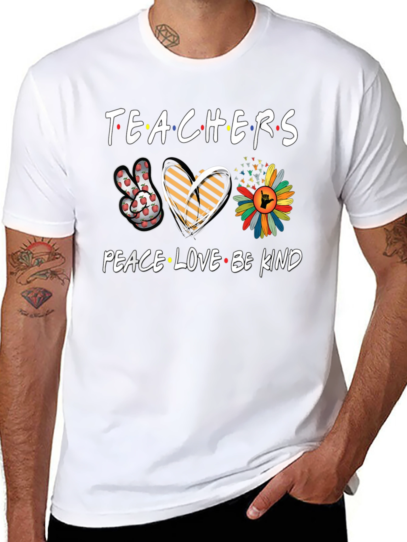 Black Teachers Peace Love Be Kind T-Shirt view 8