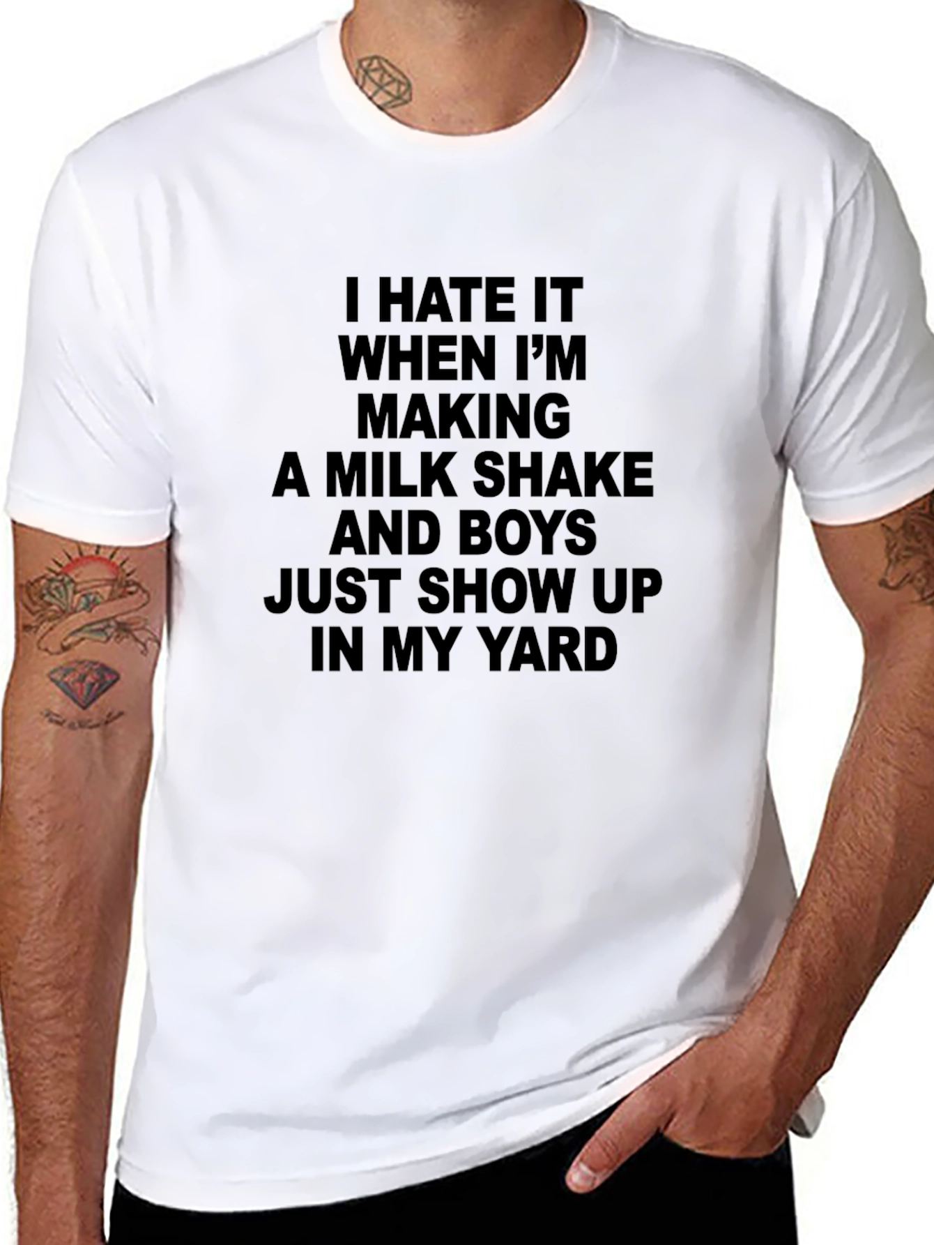 Black I Hate Milkshakes Funny Novelty T-Shirt view 8