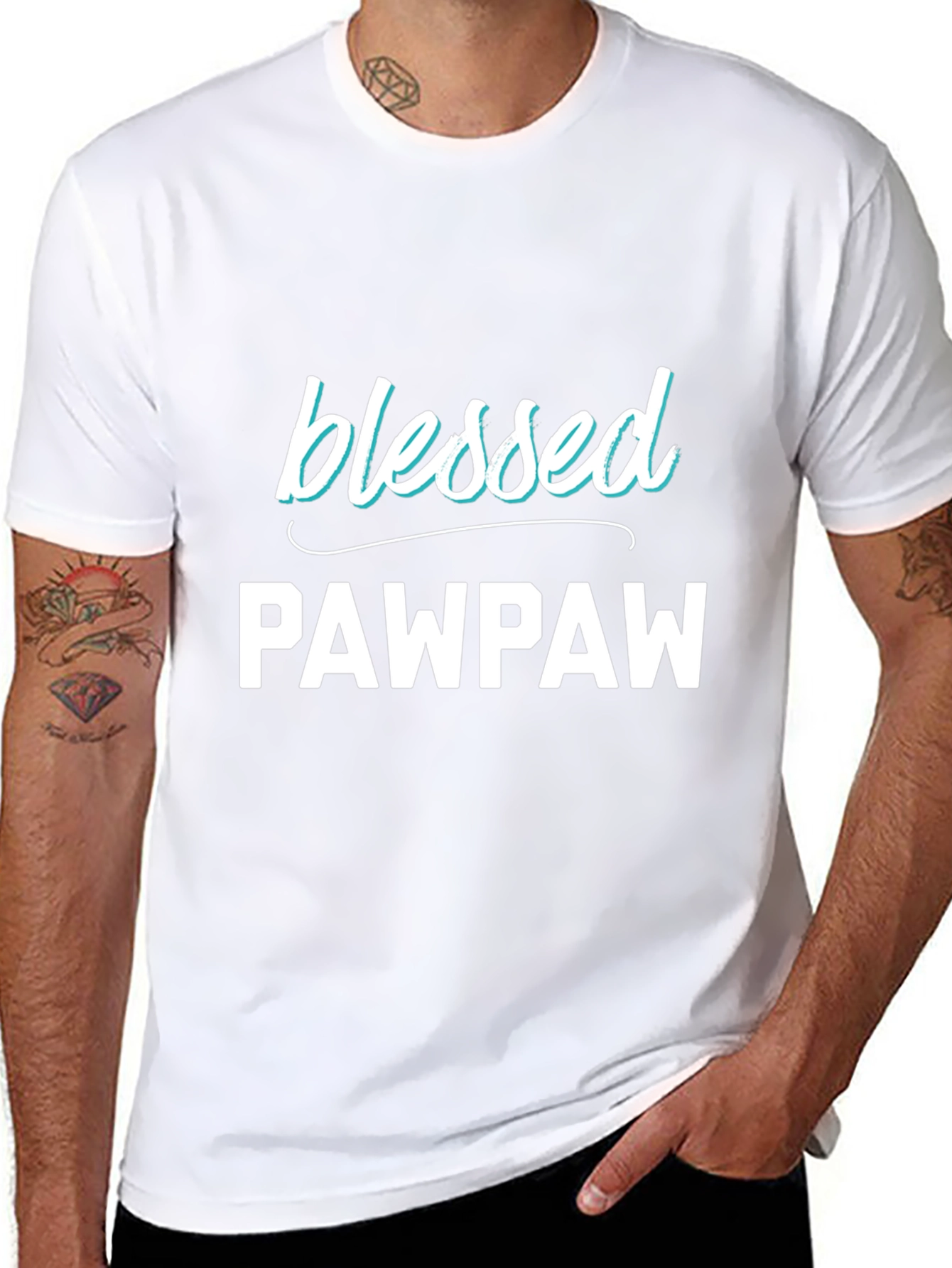 Black Blessed Pawpaw T-Shirt - Grandfather Gift view 8