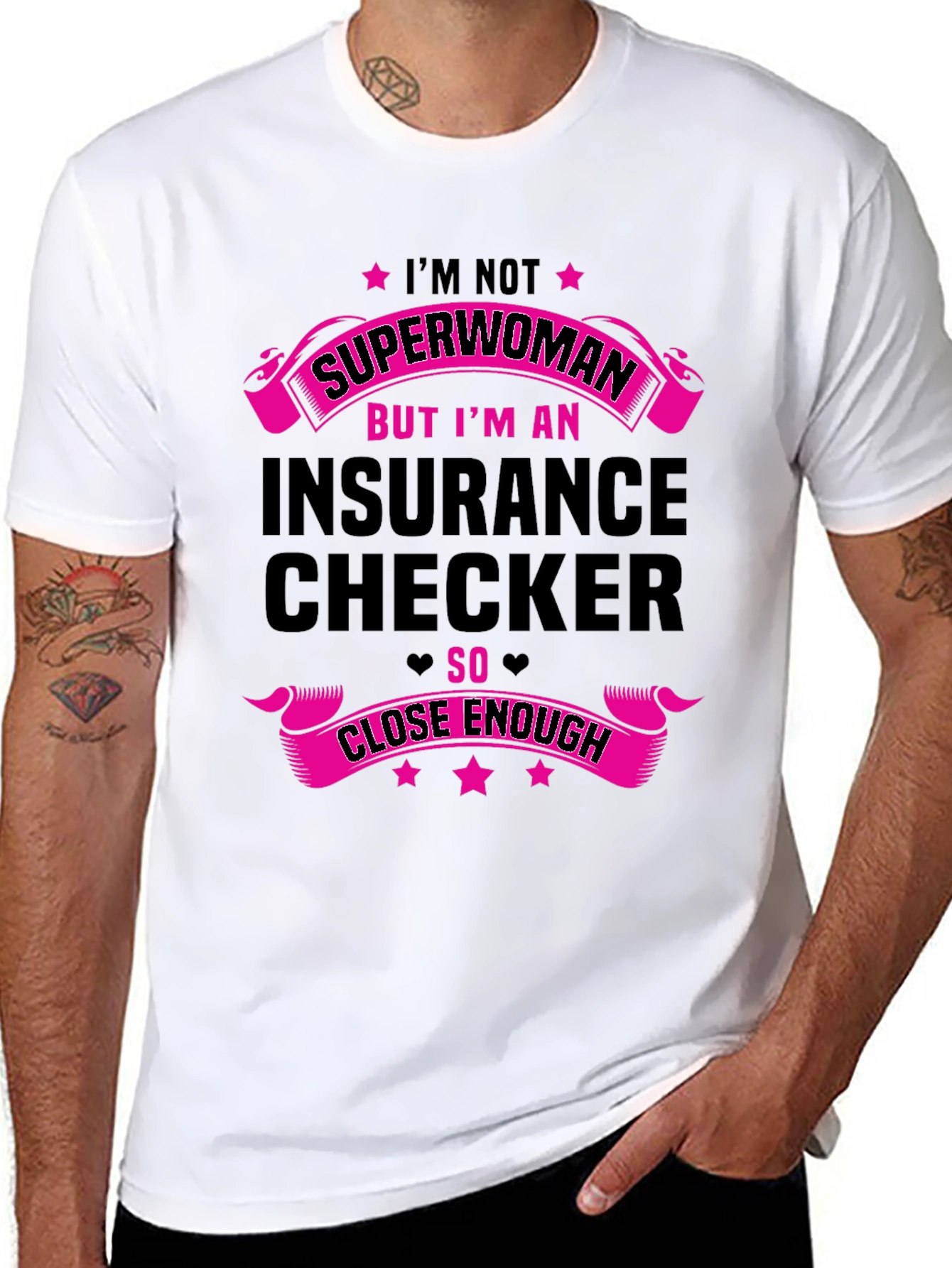 Black Insurance Checker Superwoman Funny T-Shirt view 8