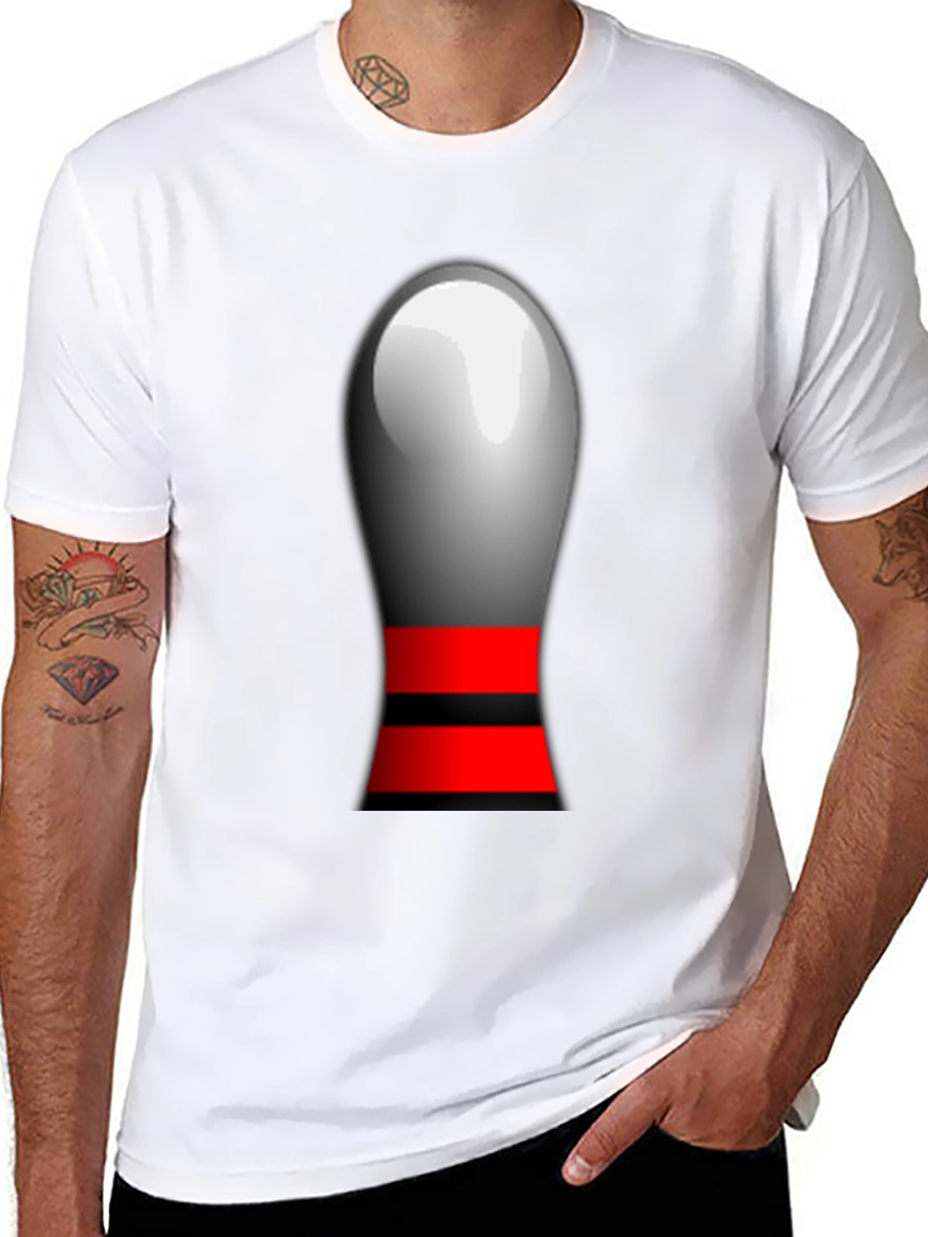 Black Novelty Bowling Pin Graphic T-Shirt view 8