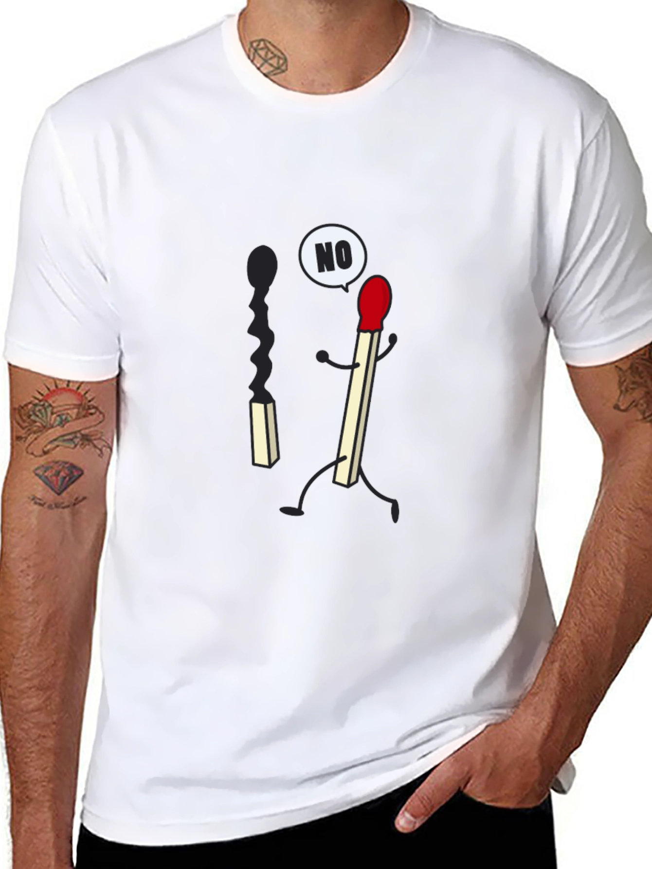 Black Funny Matchstick T-Shirt - Say No To Burning Out! view 8