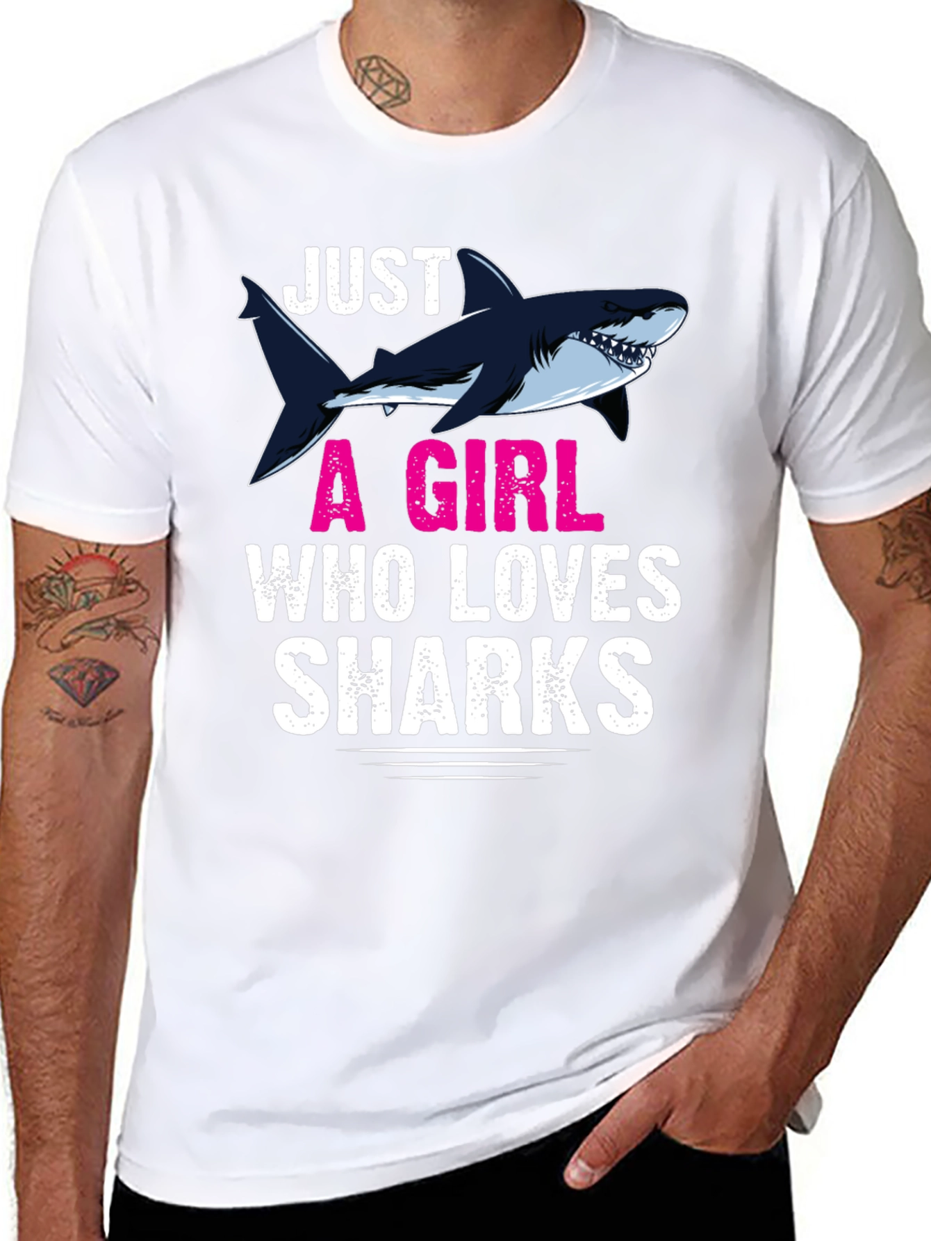 Black Just A Girl Who Loves Sharks Graphic T-Shirt view 8