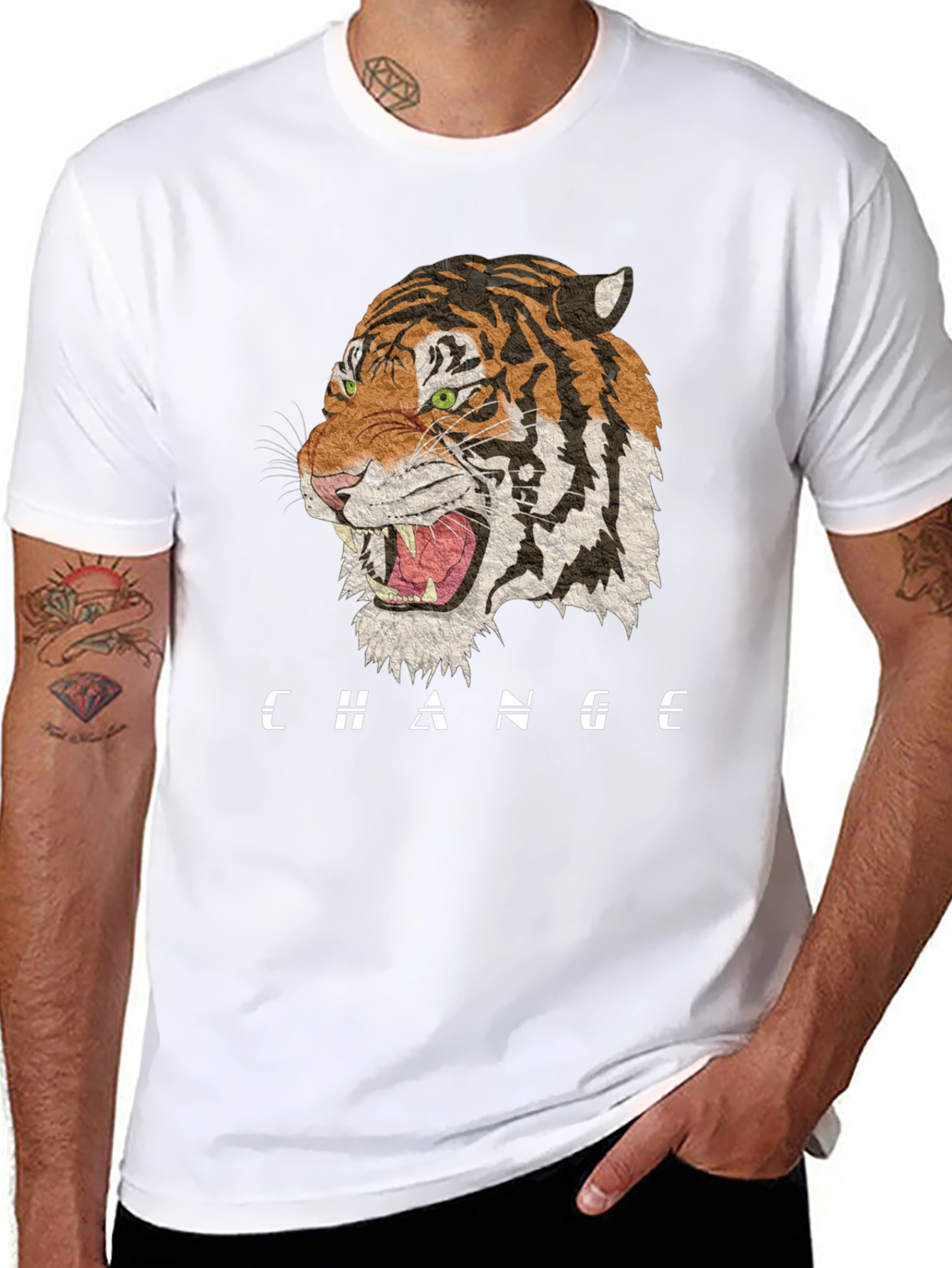Black Change Tiger Graphic Black T-Shirt view 8